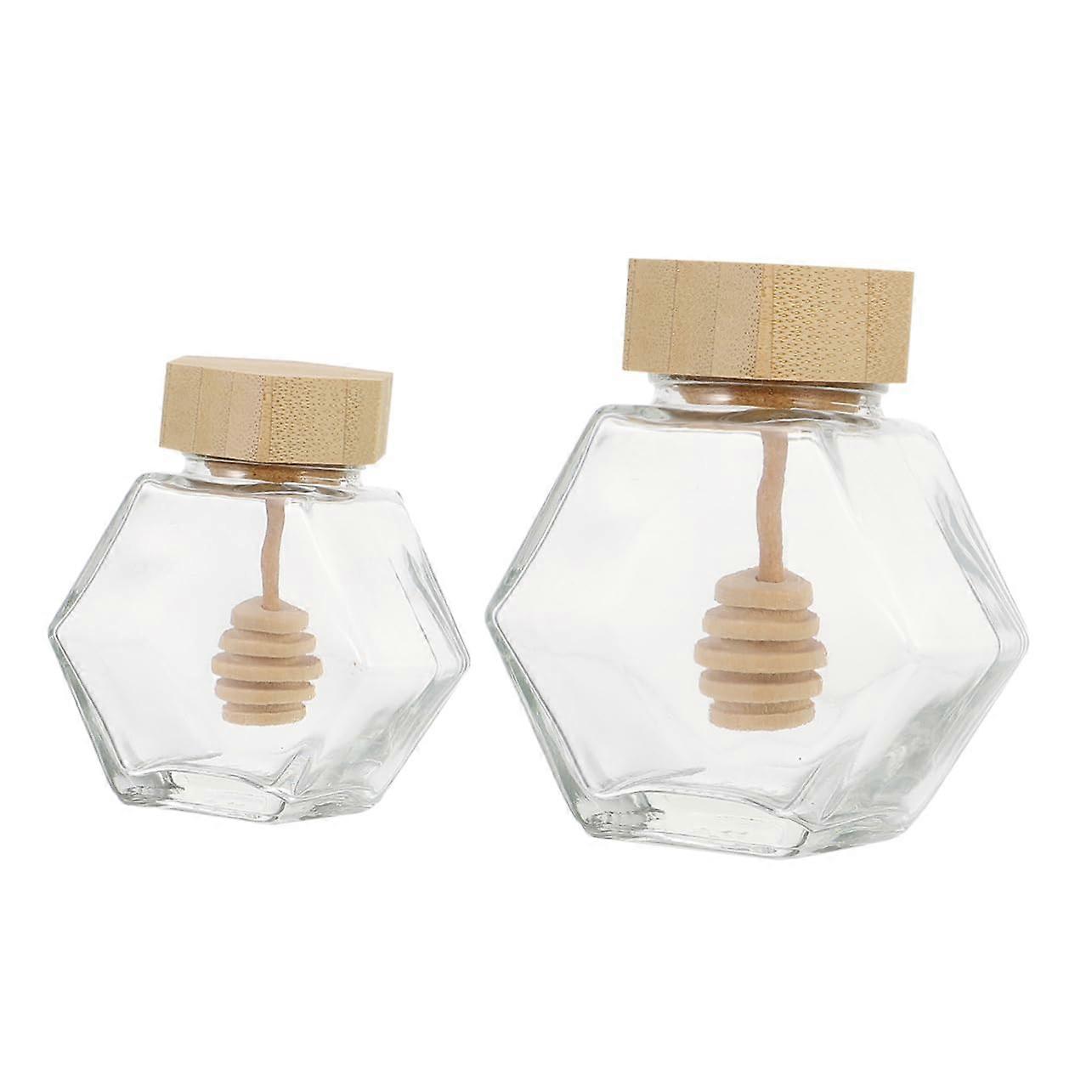 Honey Jar Glass With Sealing Beehive Lid, 2Piece Set, Keeps Honey Fresh, Airtight Storage, Clear
