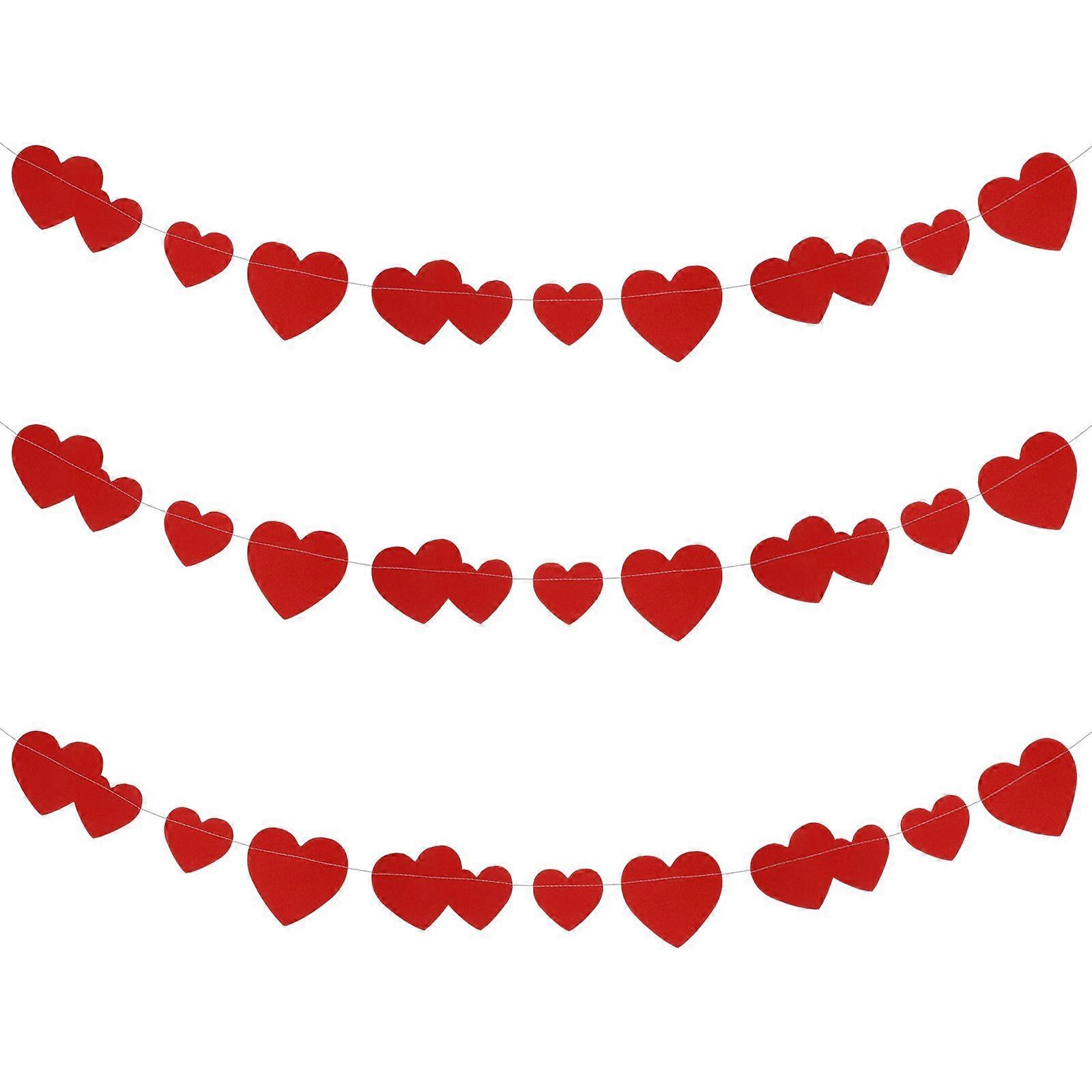 3pcs Heart Shape Paper String Banner Paper Banner Heart Shape Hanging Banner