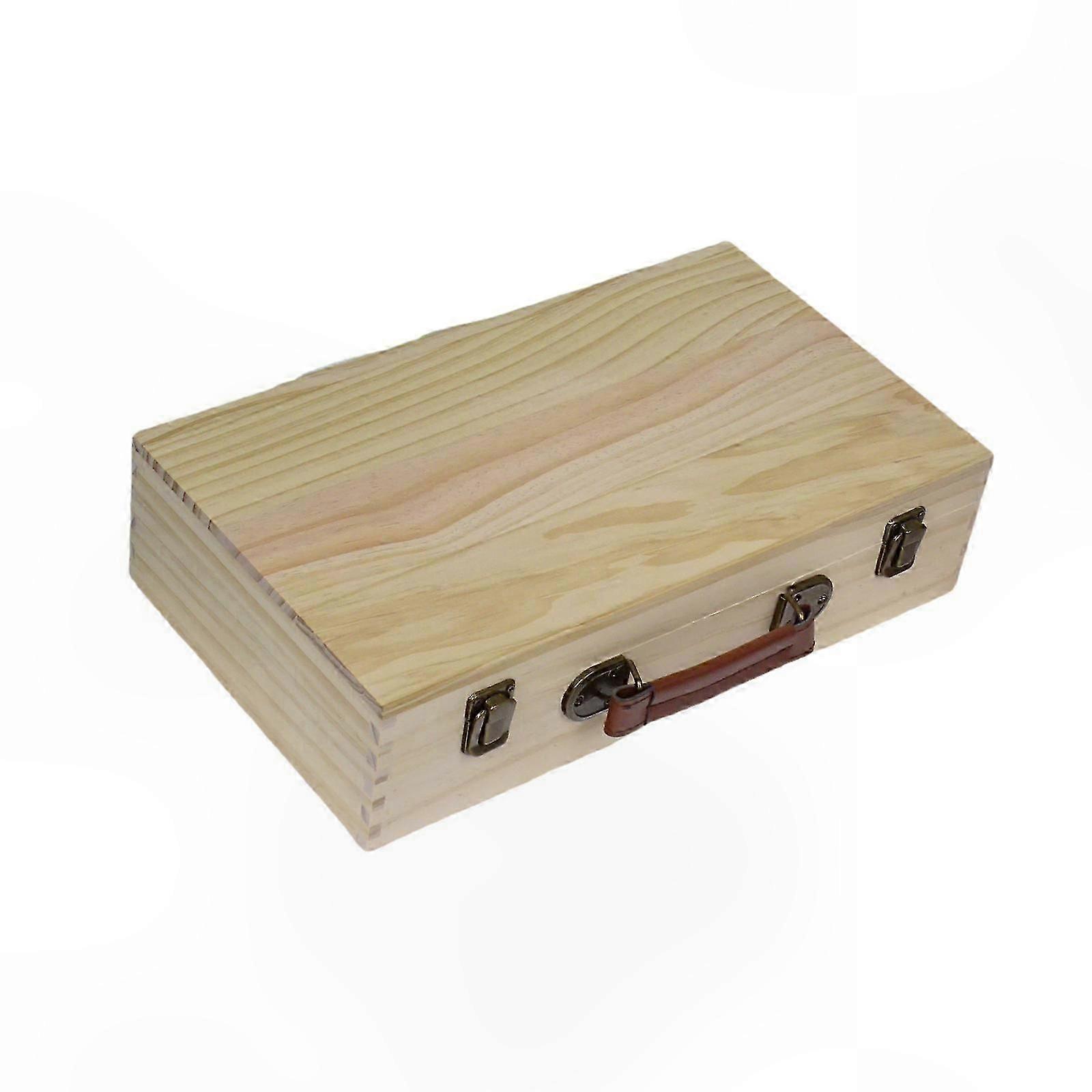 Hinged Lid Wooden Box for Jewelry and Keepsakes - Rustic Red Storage Container