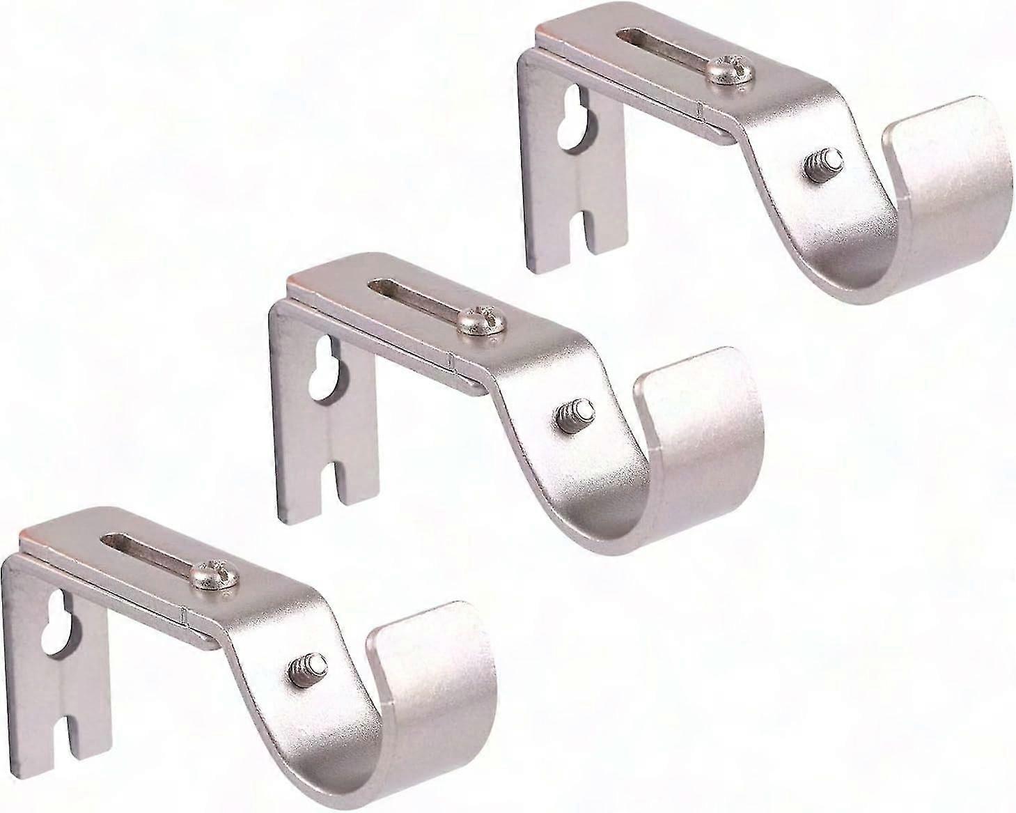 Adjustable Curtain Rod Support Bracket, Satin Nickel, 3 Pack