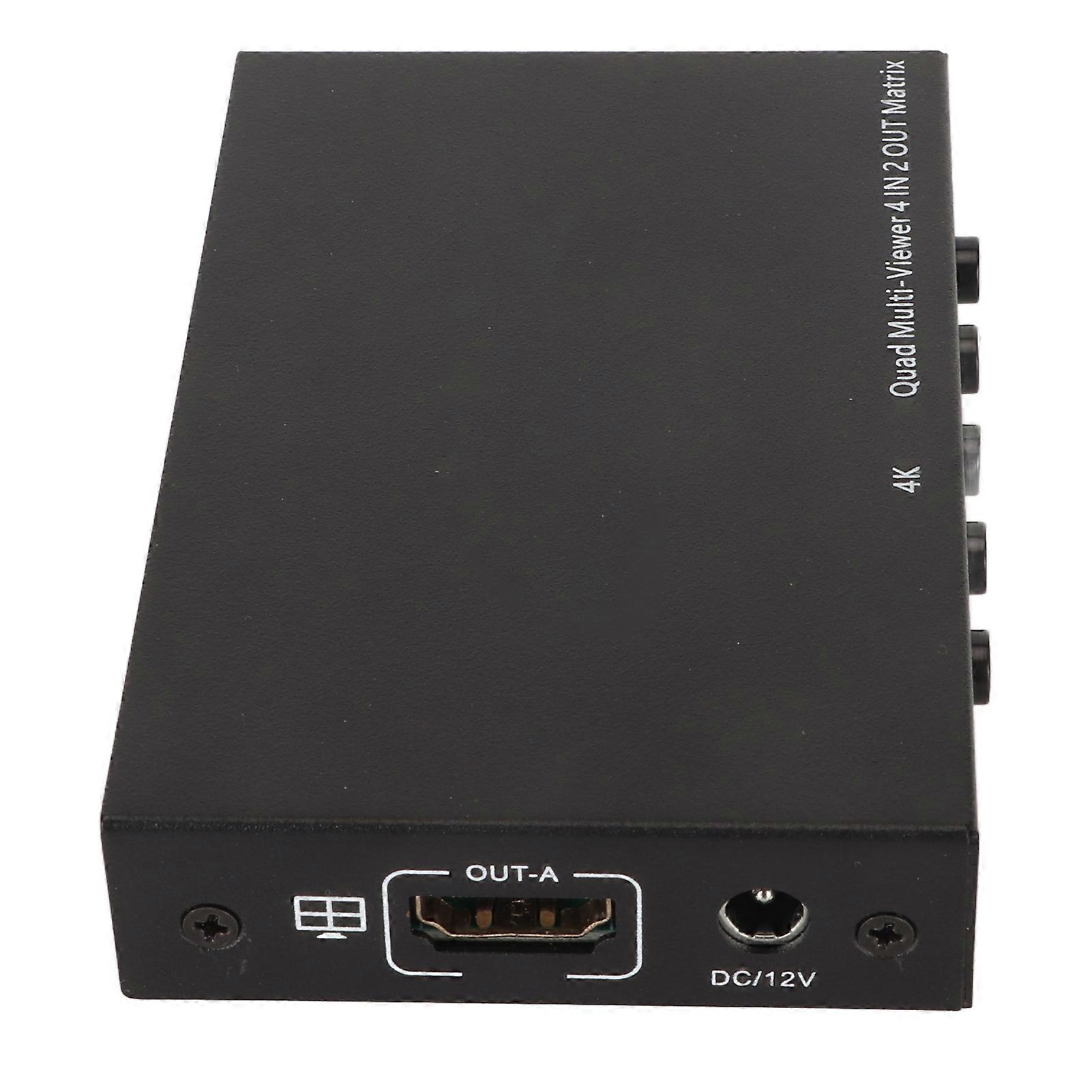 HD Screen Splitter 4 In 2 Out 4K 30Hz Metal Case US Plug