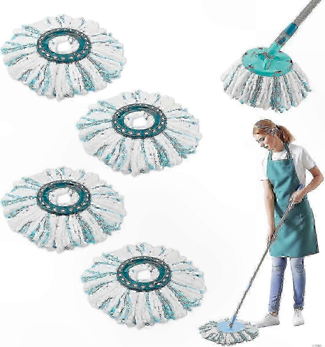 Replacement Microfiber Mop Pads, 4-Pack, Fits 2-Fiber Twist Mopping System