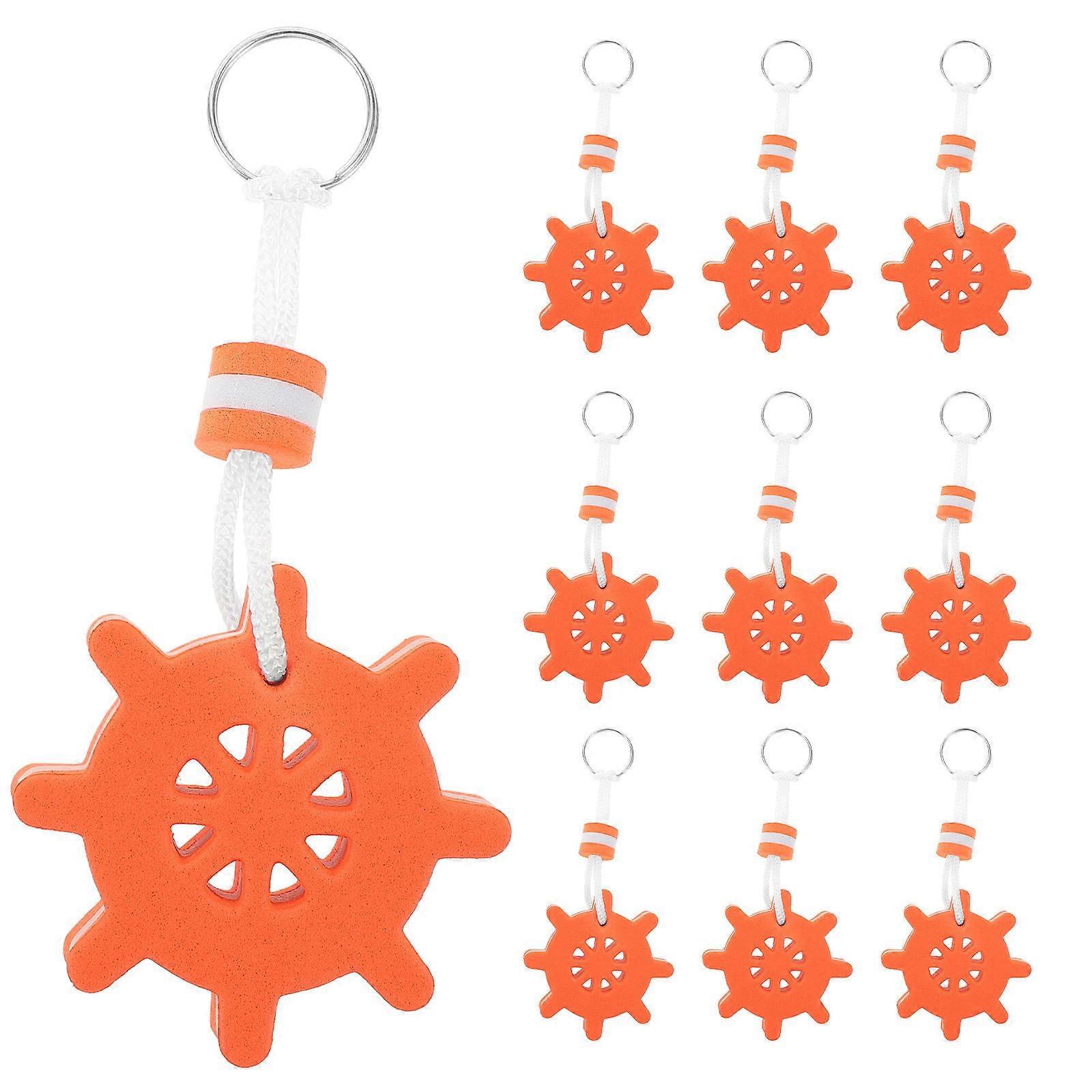 Water Sport Floating Key Chain Waterproof EVA Foam Orange 14.50x6.80x1.30cm Colorful Sponge Attachment 10Pcs