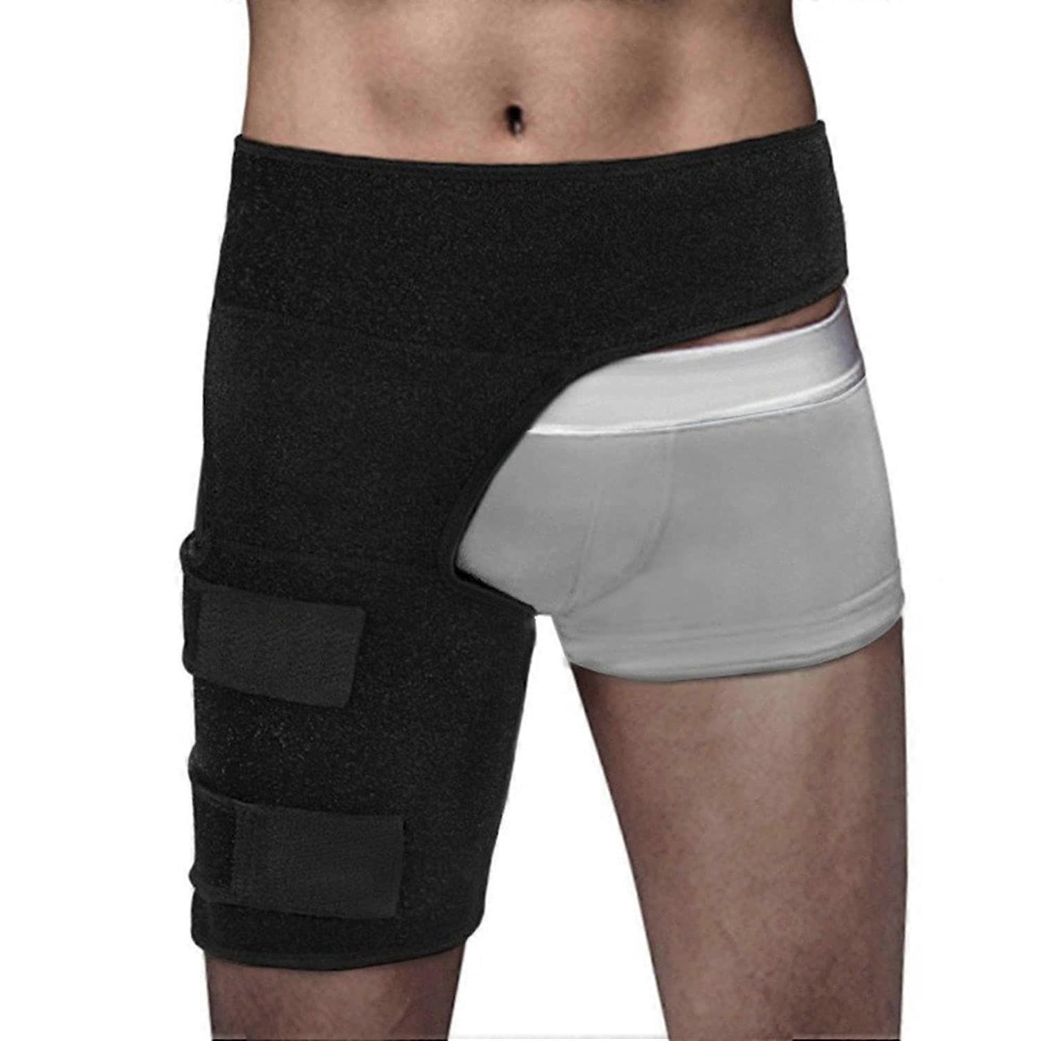 SDA Neoprene Compression Wrap For Groin Hip Thigh Quad Hamstring Joints Sciatica Nerve Pain Relief Strap Unisex Black