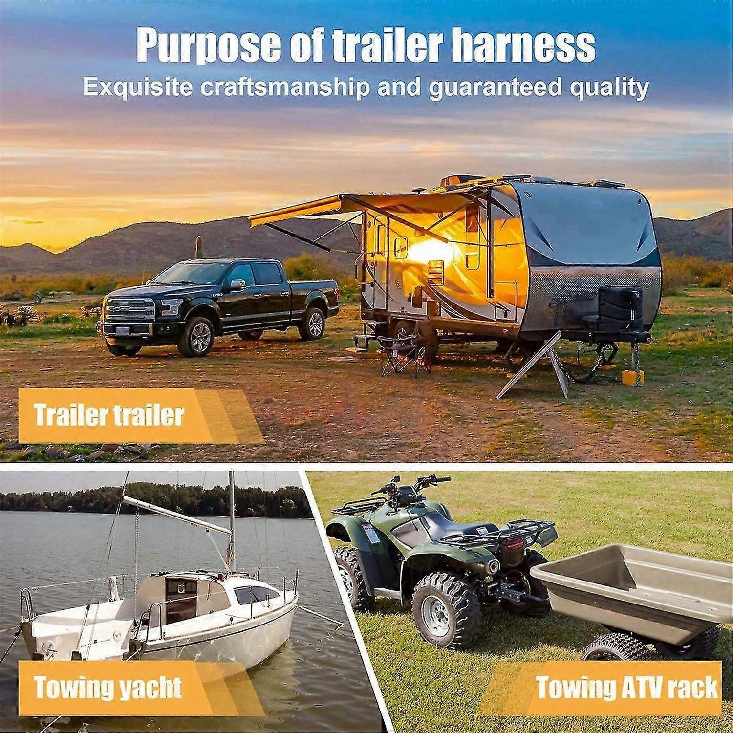 Trailer Light Converter 7 Way Flat Socket to 13-Pin Round Plug