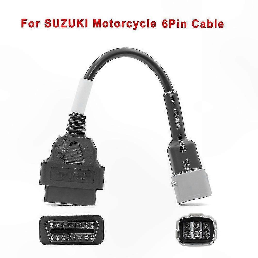 2pcs 6-pin to 16-pin OBD2 Adapter Cable for Motorcycle Engine Diagnostics Connector Cords