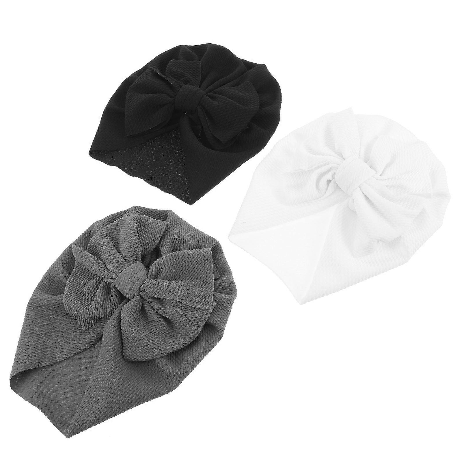 Baby Elastic Hats Newborn Girl Beanie Hats with Bows 9Pcs Set