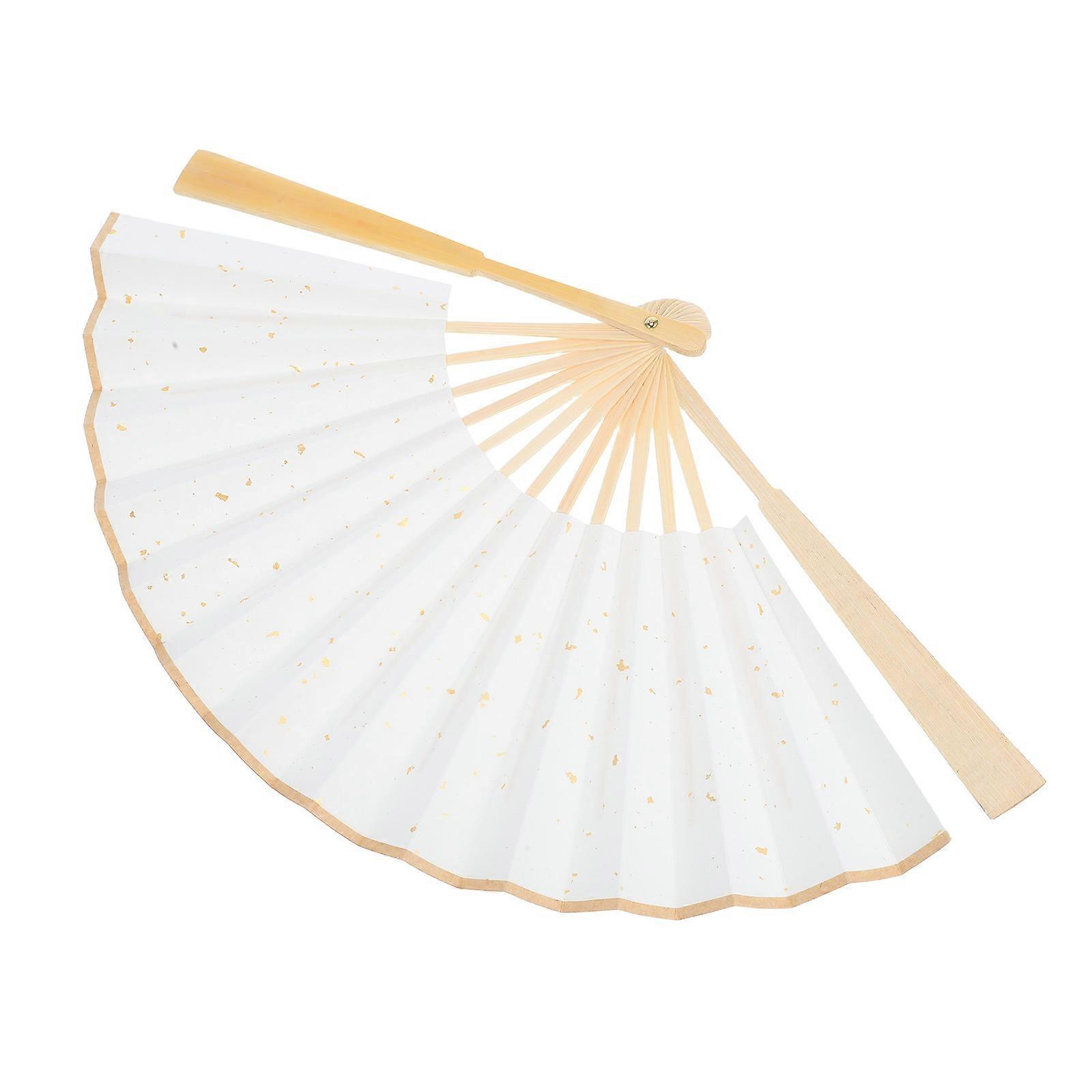 Chinese Folding Hand Held Fan Bamboo Paper for Decoration 2Pcs Home DIY Craft Fan