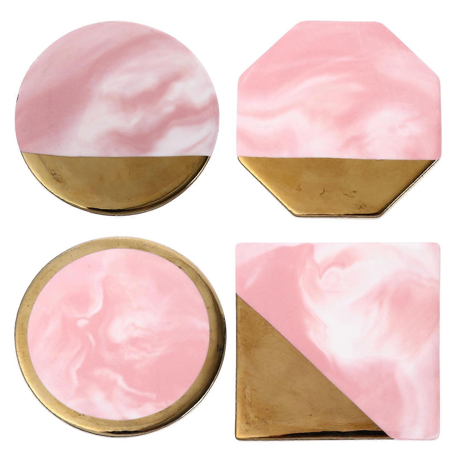 Marble Pattern Heat Insulation Cup Pad for Household Use 4Pcs