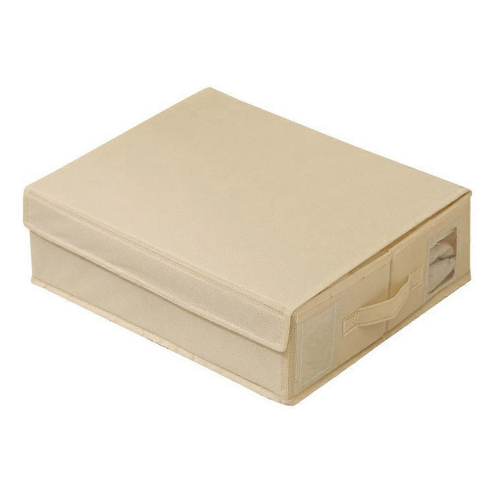 Folding Bedding Storage Box with Lid Clear Window Dust-Proof Fabric Container for Home Organization