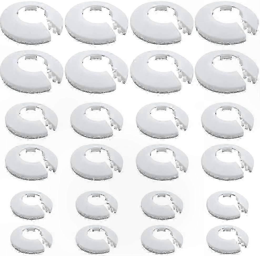 White Plastic Pipe Collars, 24-Pack Radiator Covers with Wall Flange, Easy Installation for Home Dcor