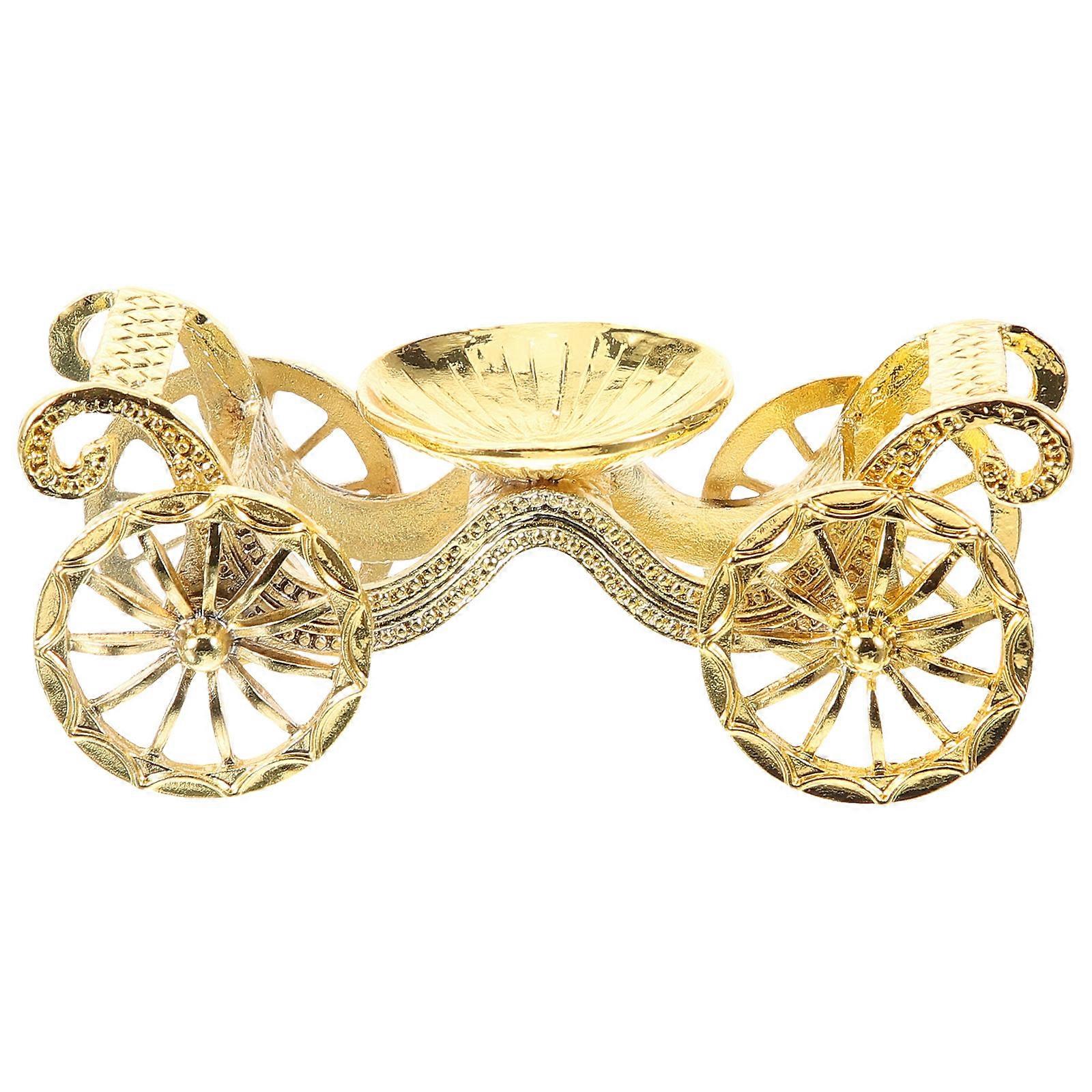 Golden Alloy Crystal Ball Holder Decorative Vintage Car for 2Pcs Display
