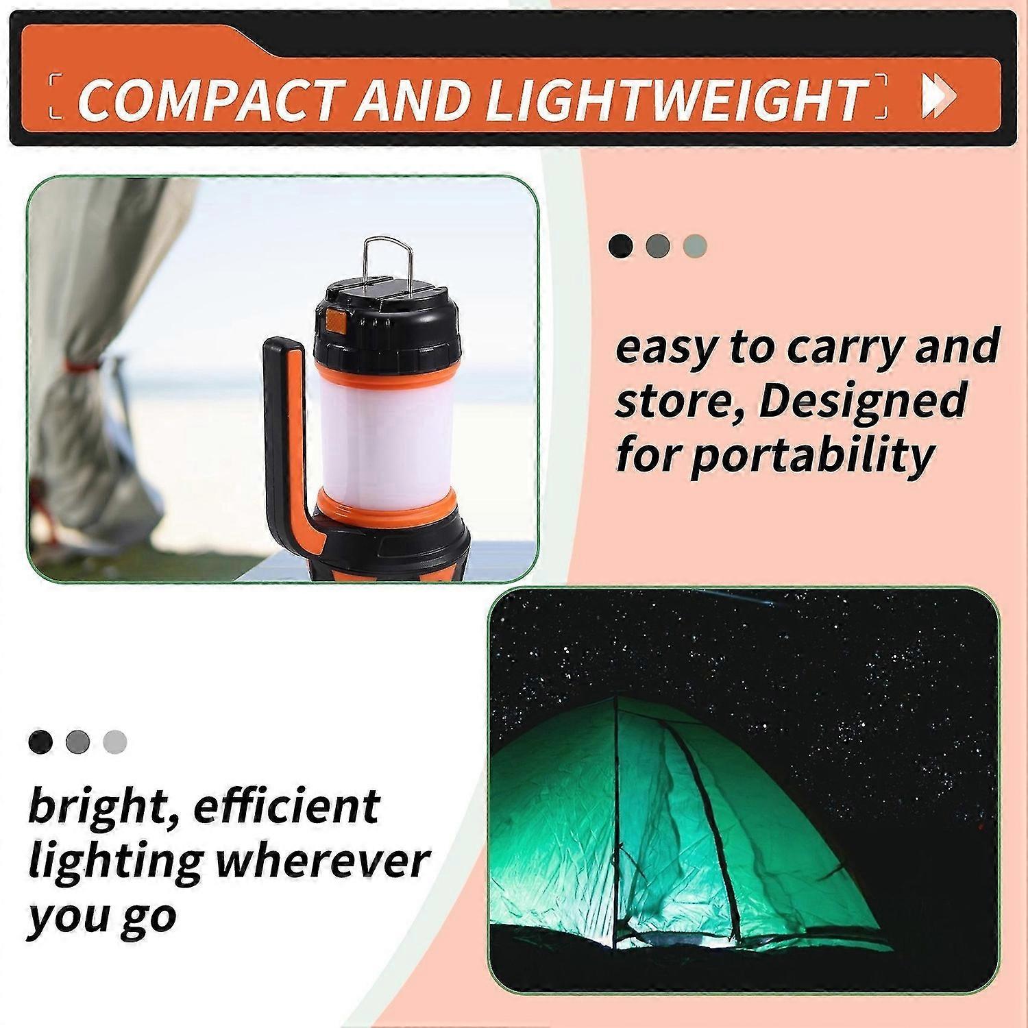 LED Lantern Camping Flashlight Rechargeable Waterproof Searchlight Outdoor Emergency Multi-Function
