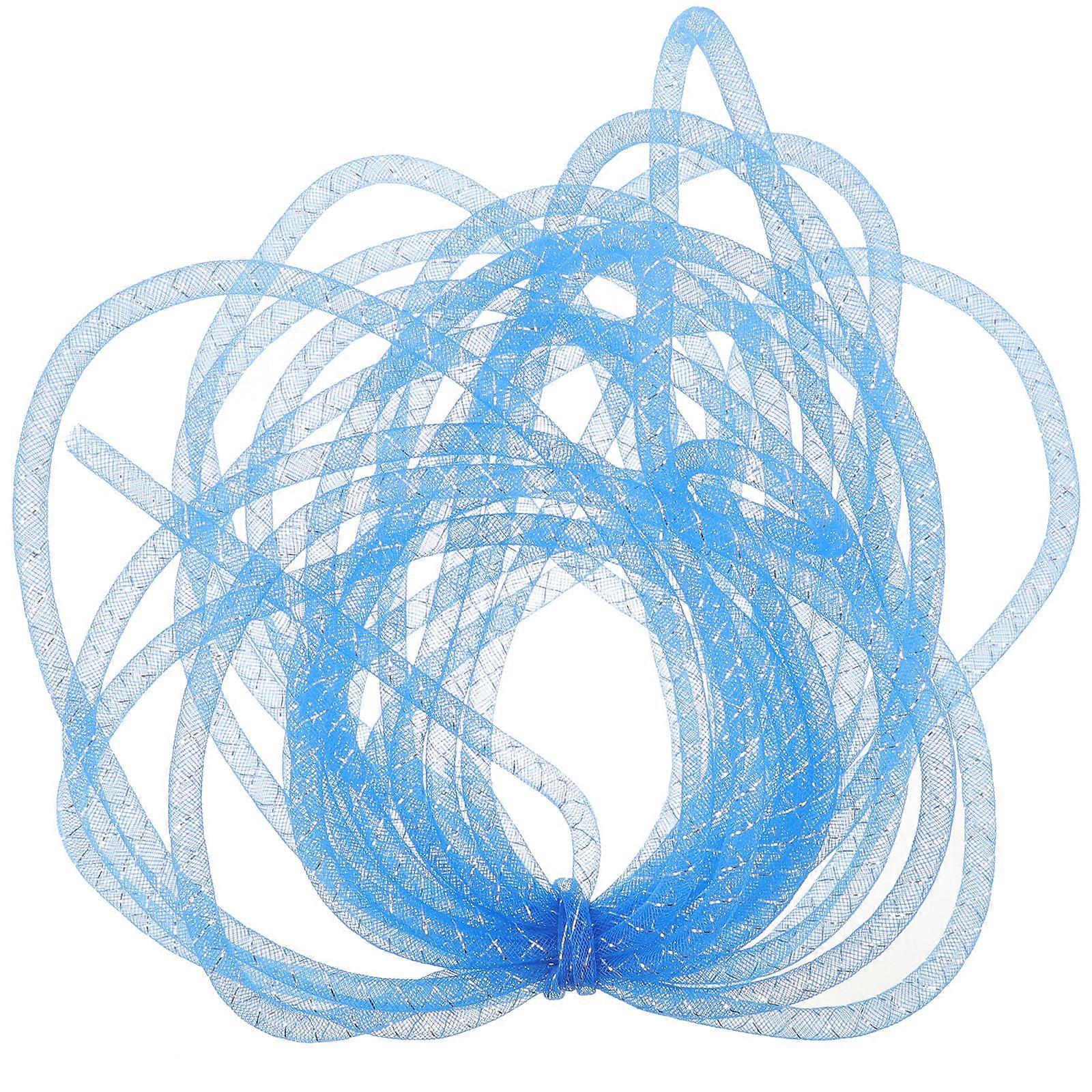 Elastic Mesh Tube Yarn Cord for Jewelry Making Sky-Blue Color
