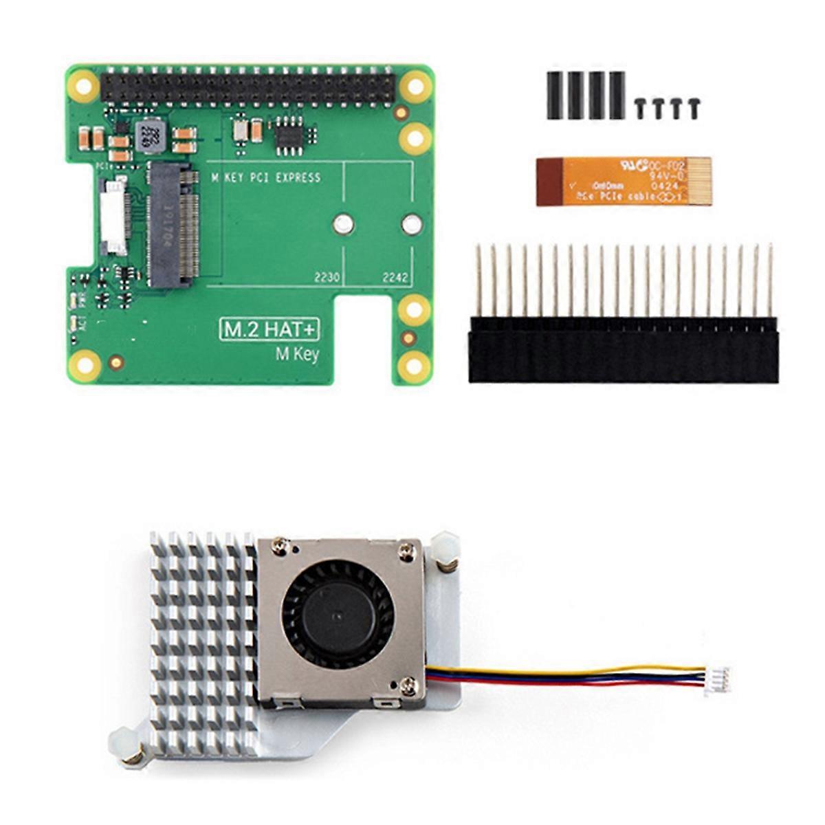 PCIE to M.2 HAT Expansion Board with Cooler for NVME 2230/2242