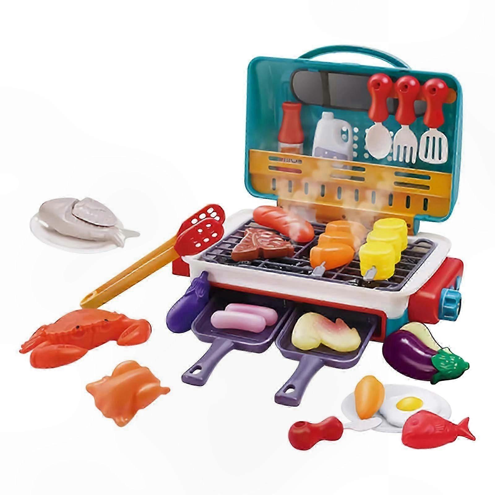Interactive Kids Playset with Color-Changing Lights and Sounds for Pretend Cooking and Grilling Fun