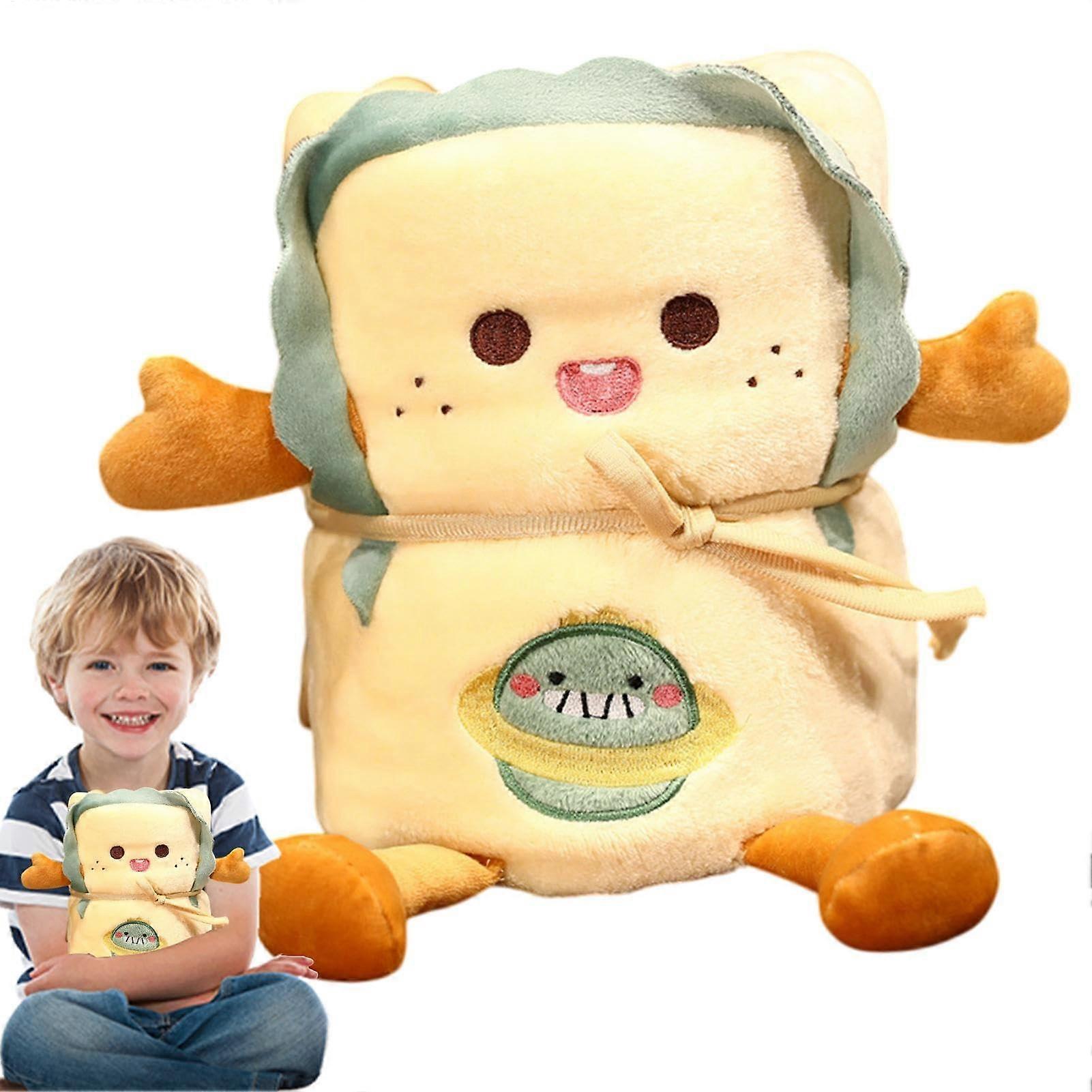 2In1 Throw Blanket Plush Pillow Blanket Dinosaur Cartoon Design For Bed And Sofa Travel Compact Soft Throw
