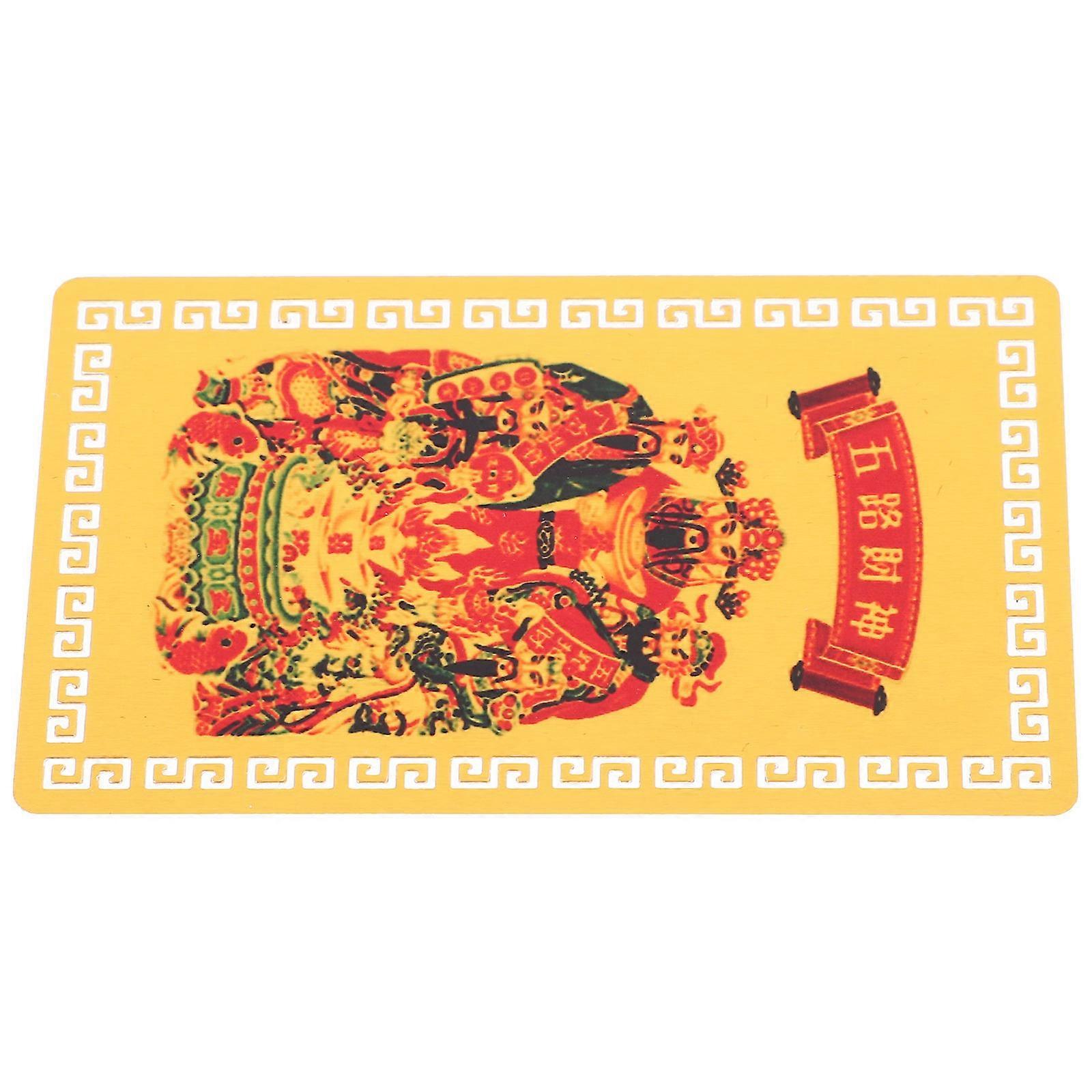 Chinese Amulet Card Feng Shui Wealth God for Prosperity 4Pcs