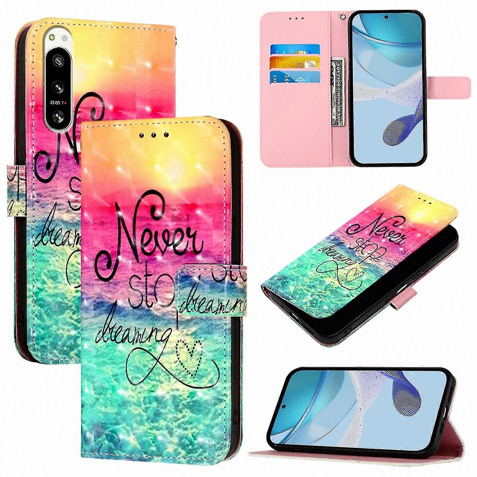 Leather Phone Case with 3D Art Design for Xperia 5 IV