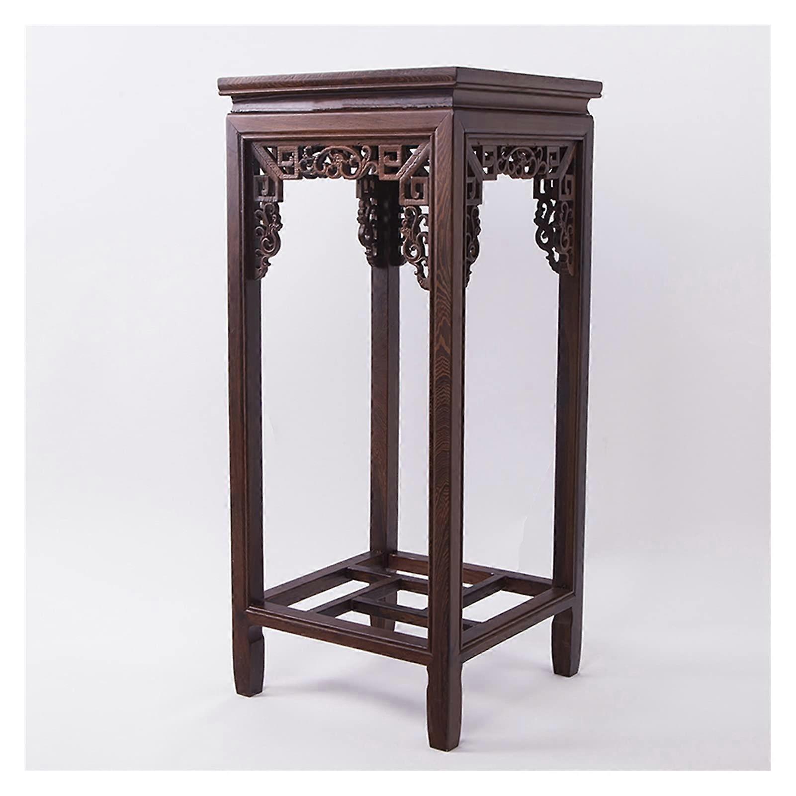 Bonsai Base Wooden Display Stand 23Inch Square Shape Pedestal With Carved Handcrafts Chicken Wing Wood Base