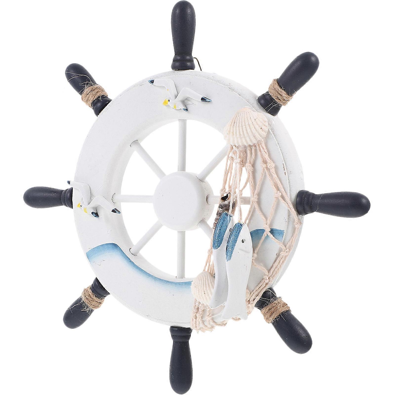 Wall Decorations Wooden Ship Steering Wheel for Nautical Decor 2Pcs
