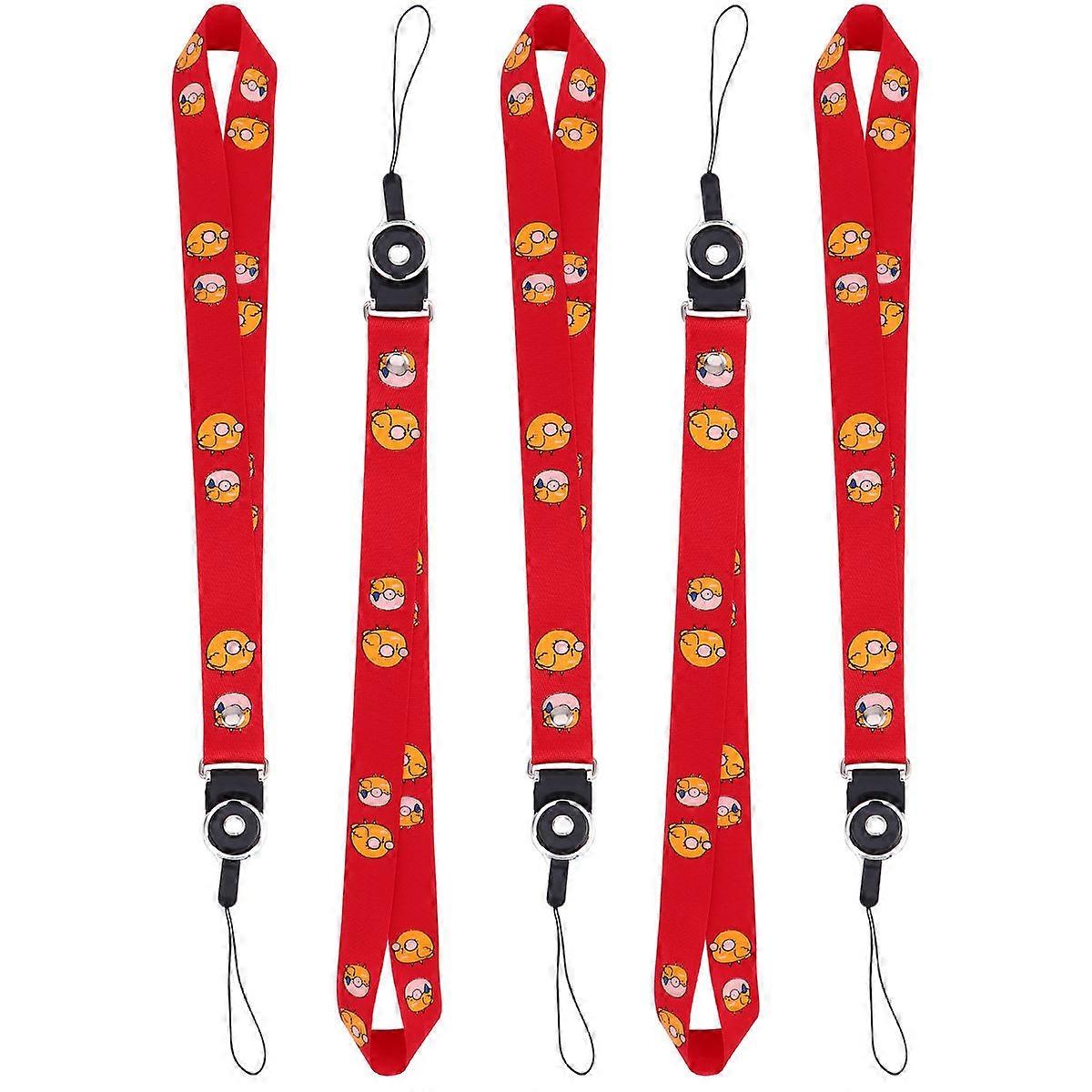 Nylon Phone Tether Mobile Phone Lanyard Universal Strap For Office Red 45CM X 2.6CM X 0.06CM Hanging Prevent Drop And Loss 5Pcs