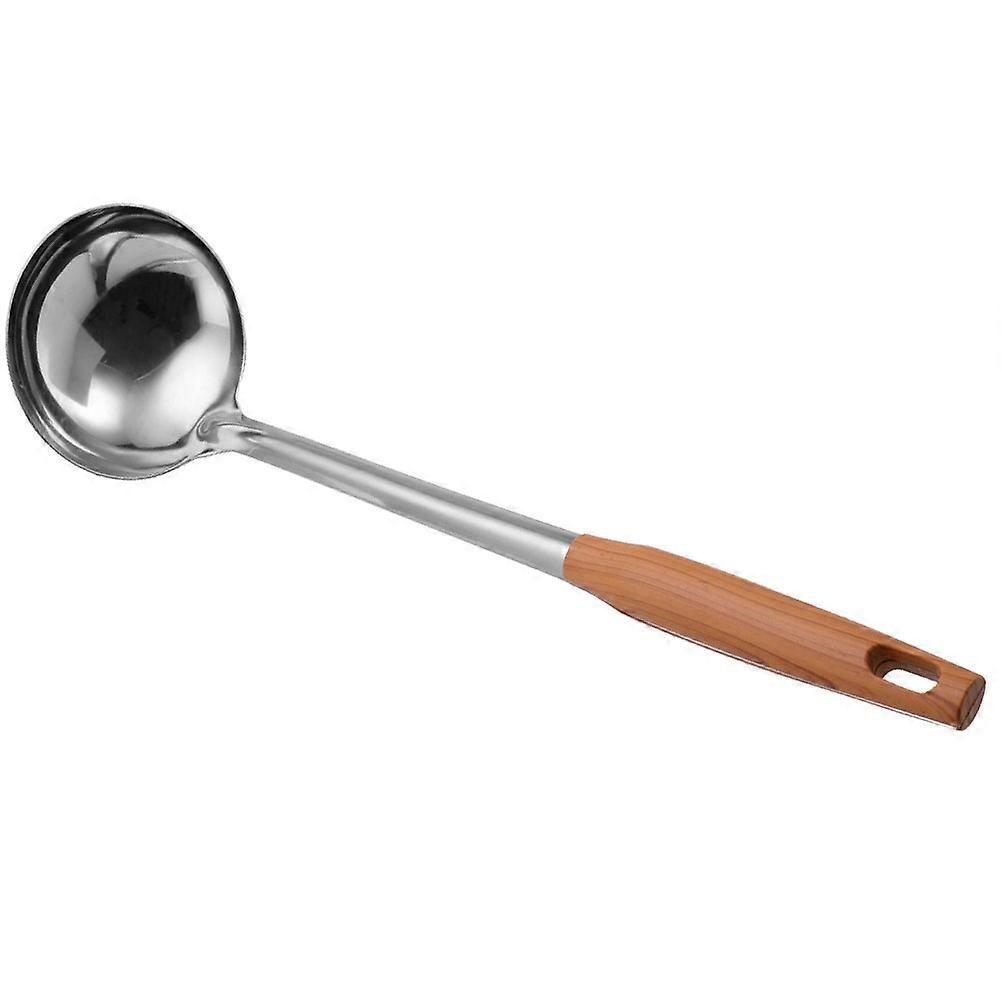 Wood Pattern Handle Hot Pot Spoon for Kitchen Use Heat Resistant Ladle