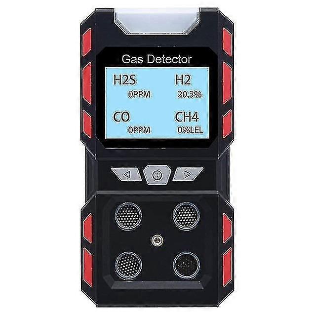 Portable 4 Gas Detector, Sound Light Vibration Rechargeable Lcd Screen