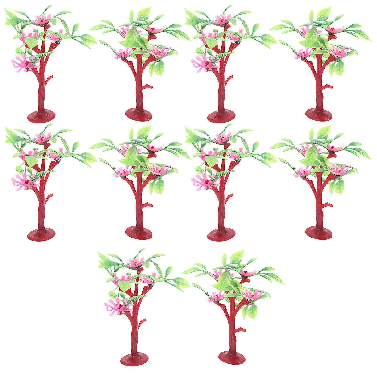 Miniature Red Tree Model for Decoration 30Pcs Plastic Landscape Trees