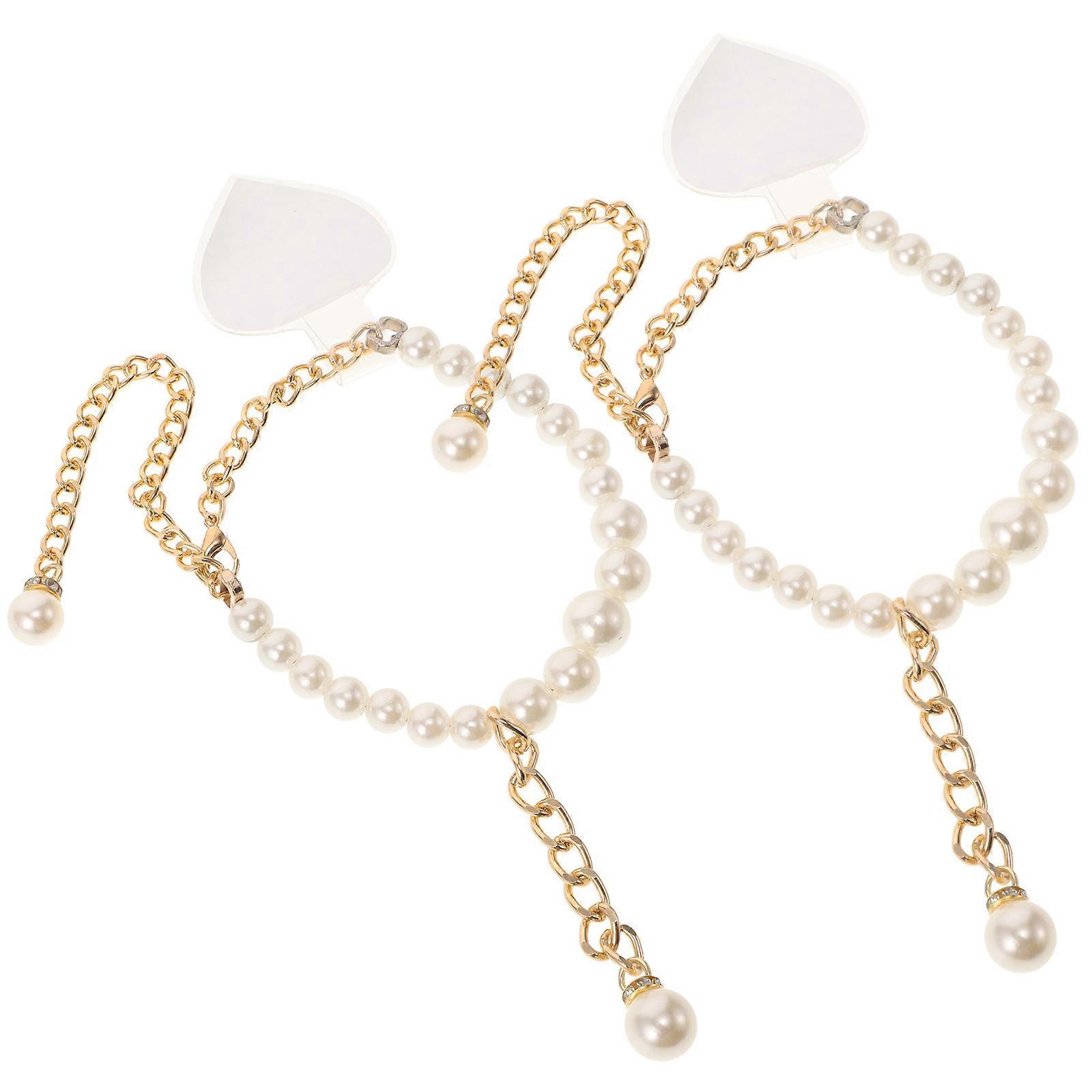 Pearl Beaded Shoe Straps for High Heel Shoe Straps 1Pair with Anti