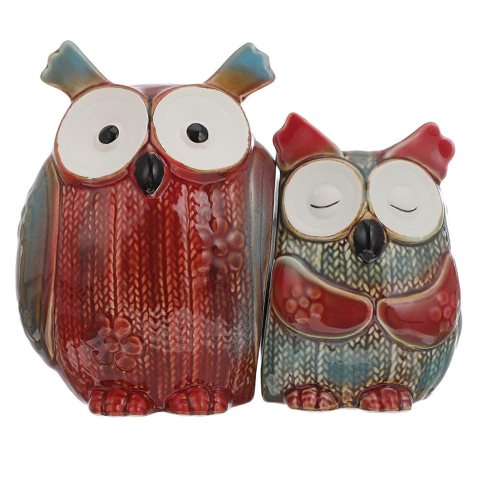 Ceramic Owl Decor for Creative Craft Decoration 4Pcs Figurines