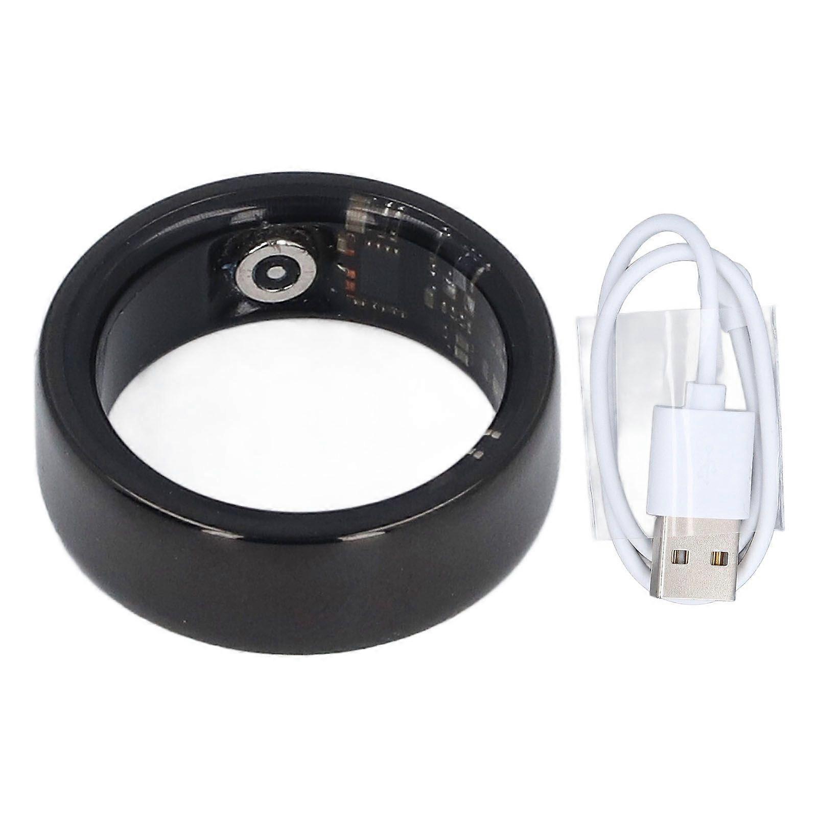 Smart Health Ring Bluetooth Sleep Monitoring Step Counting IP68 Waterproof Smart Ring Fitness Tracker with APP for Men and Women Black No.12