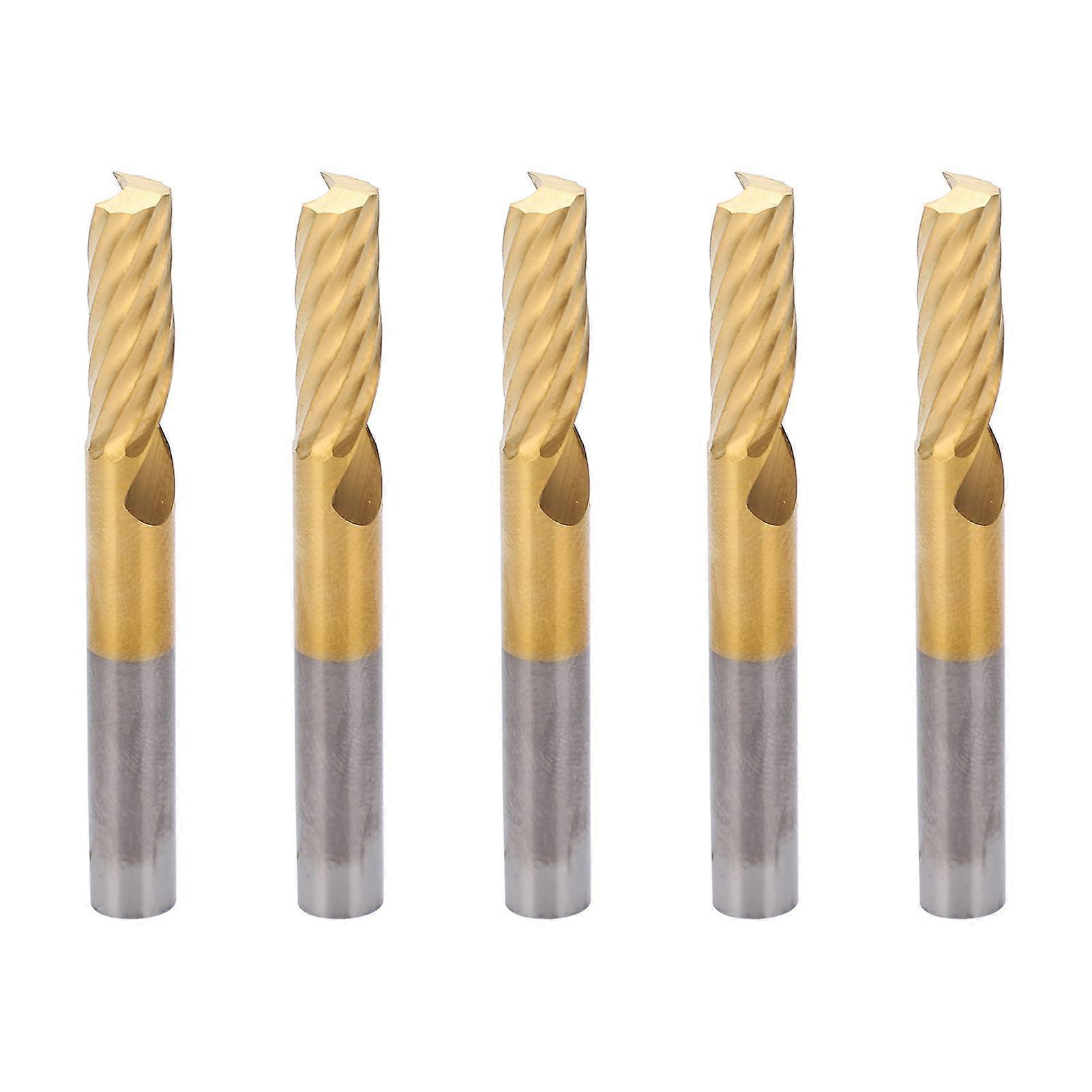 5PCS End Mills Single Flute Spiral 6x17x50mm High Speed Steel CNC Bits with Titanium Coating
