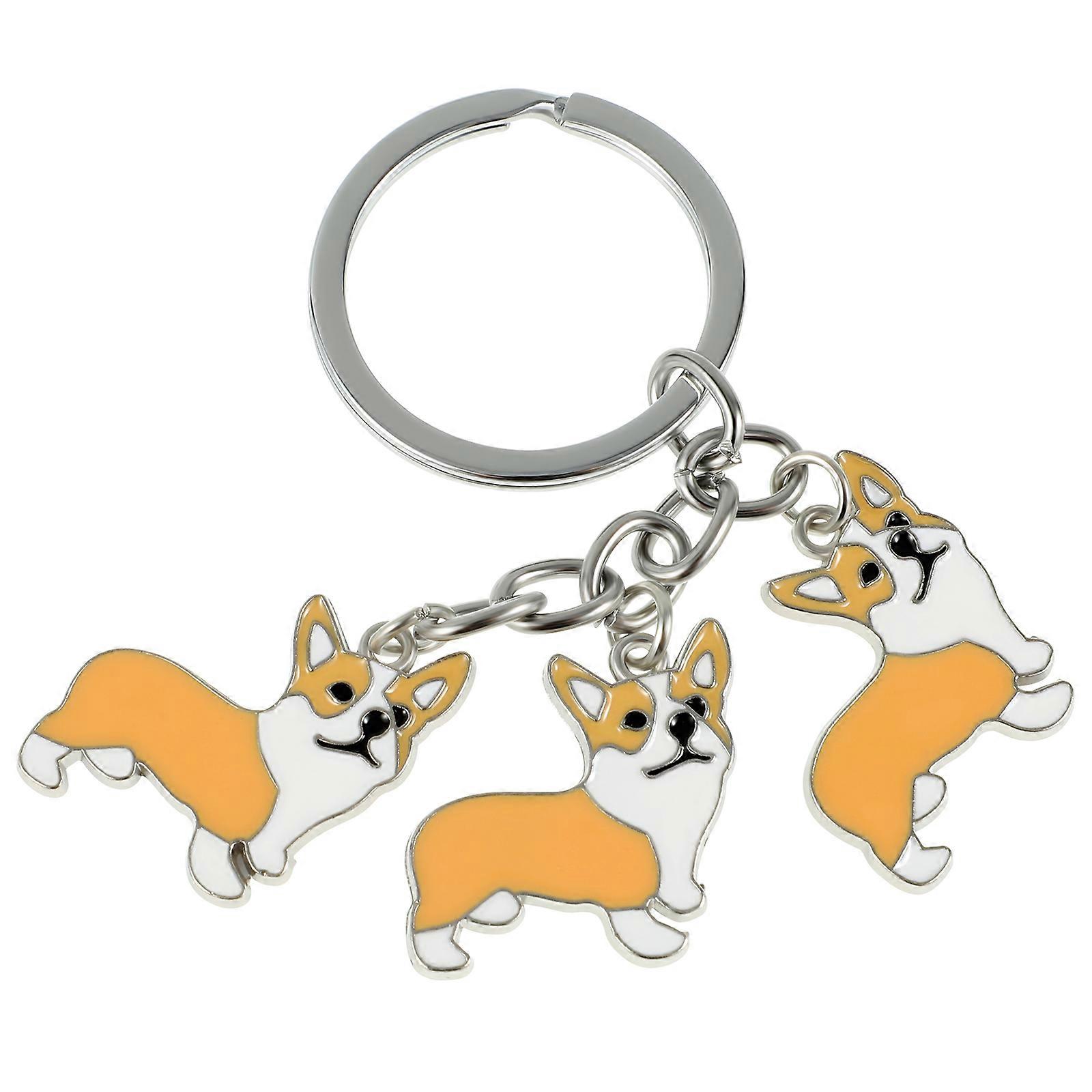 Animal Keychains Corgi Dog Keychain for Hanging Keys 2Pcs Zinc Alloy Keyring