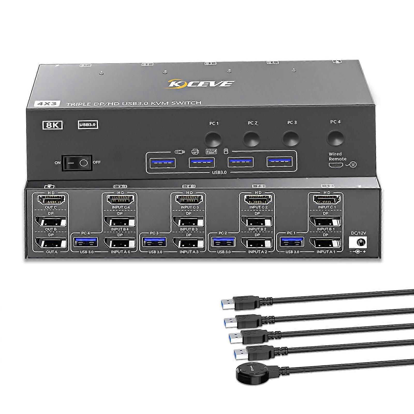 USB 3.0 4K 144Hz KVM Switch UK Plug