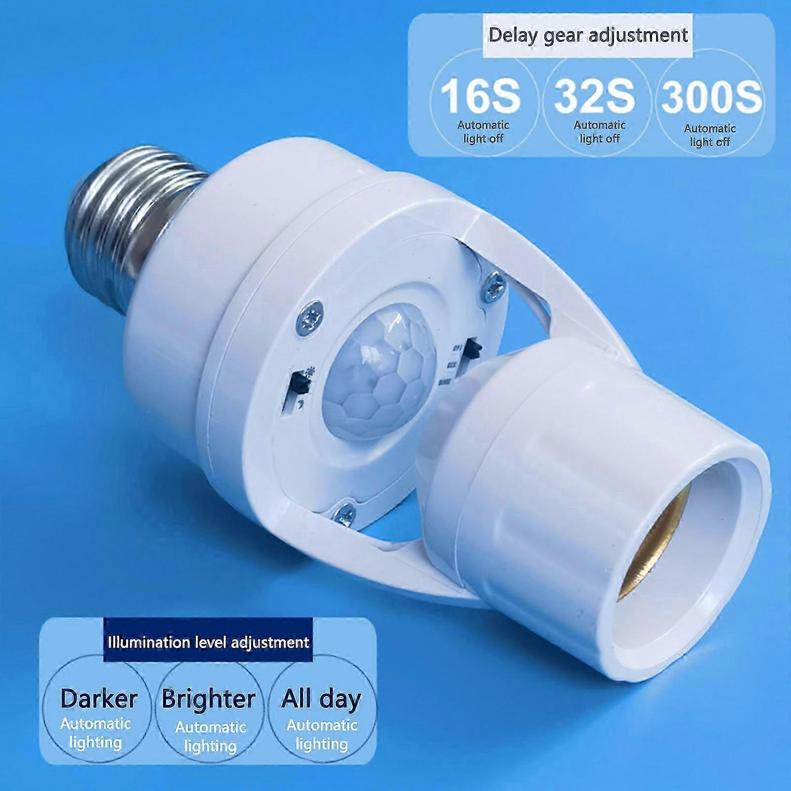 360 Degrees Human Induction Motion Sensor Lamp Socket Base AC85-265V Delay Time Switch E27 Base Holder Socket Adapter 25-26