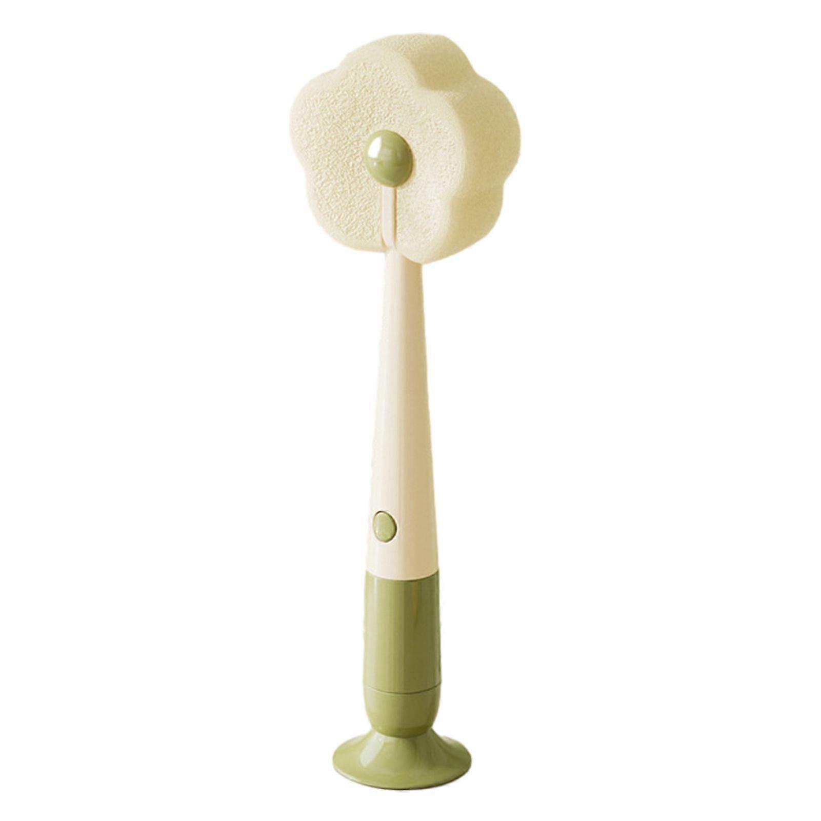 Cleaning Brush with Suction Cup Base Removable Flower Sponge Head Three-in-One Functions Multi-functional Cleaning Brush