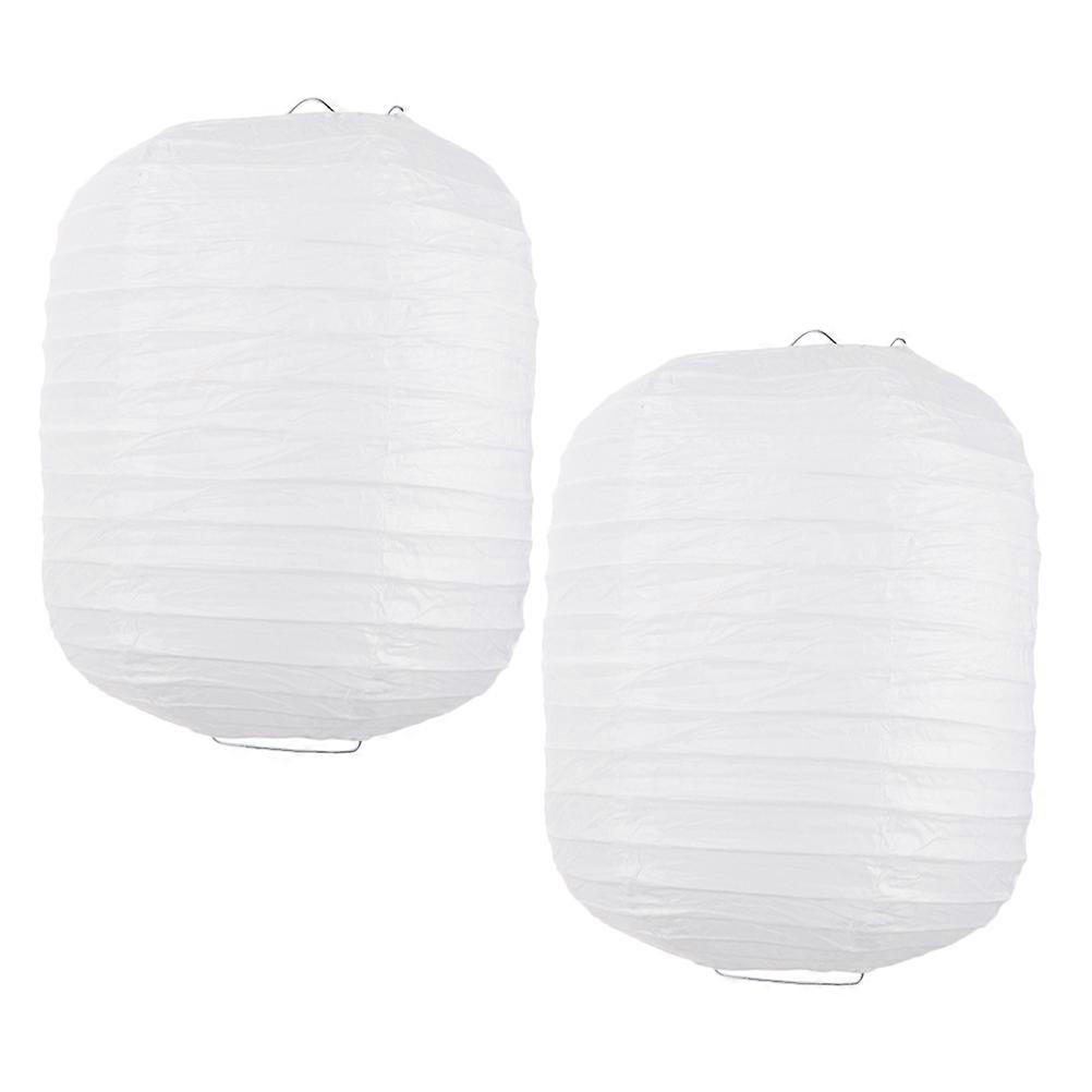White Paper Lanterns Folding Lantern Decorative Hanging Lanterns for Festivals 2Pcs