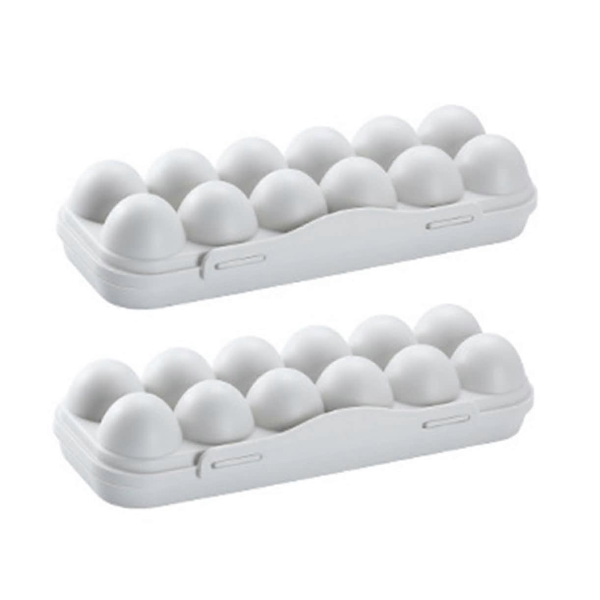 2Pcs Fresh Storage Box For Eggs Stackable Egg Trays Refrigerator Organization 2Pack