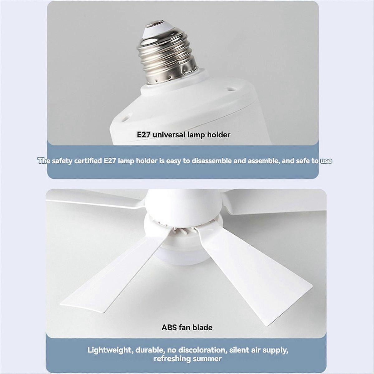 Socket Fan Light with Remote Control Distance 5m E27 3-Speeds Dimmable LED Base Voltage 85-265v 40w