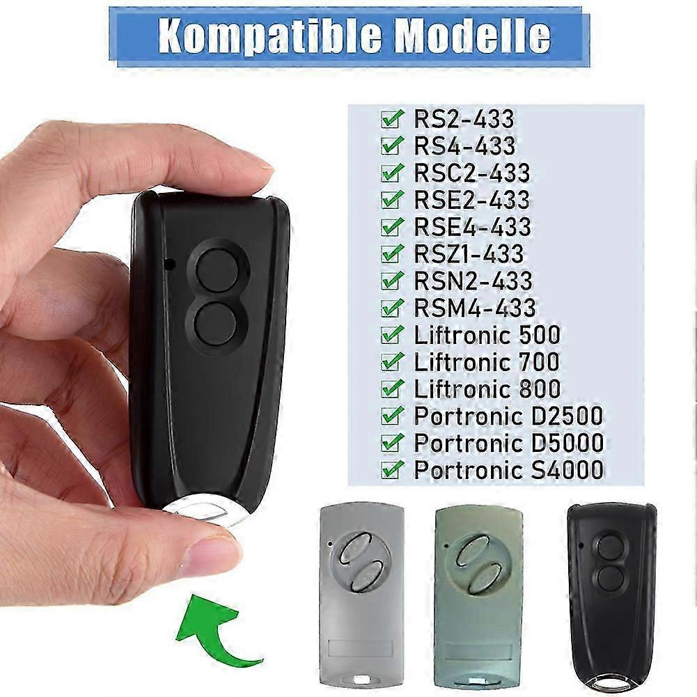 2pcs Garage Opener Remote Control for EcoStar RSC2-433 RSE2-433,RSZ1-433,Gate Handheld Transmitter for Hormann Liftronic