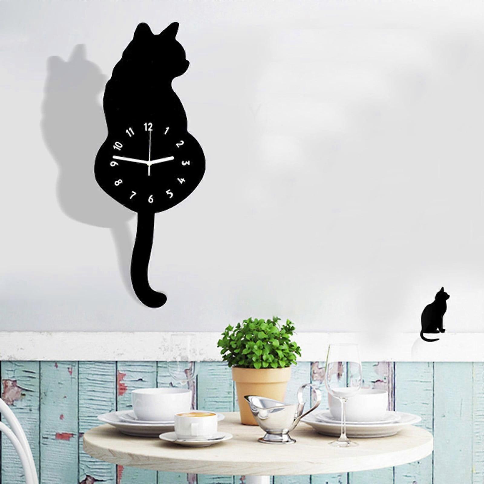 Wall Clock Creative Cartoon Cute Cat Wall Clock Home Decor Watch Way Tail Move