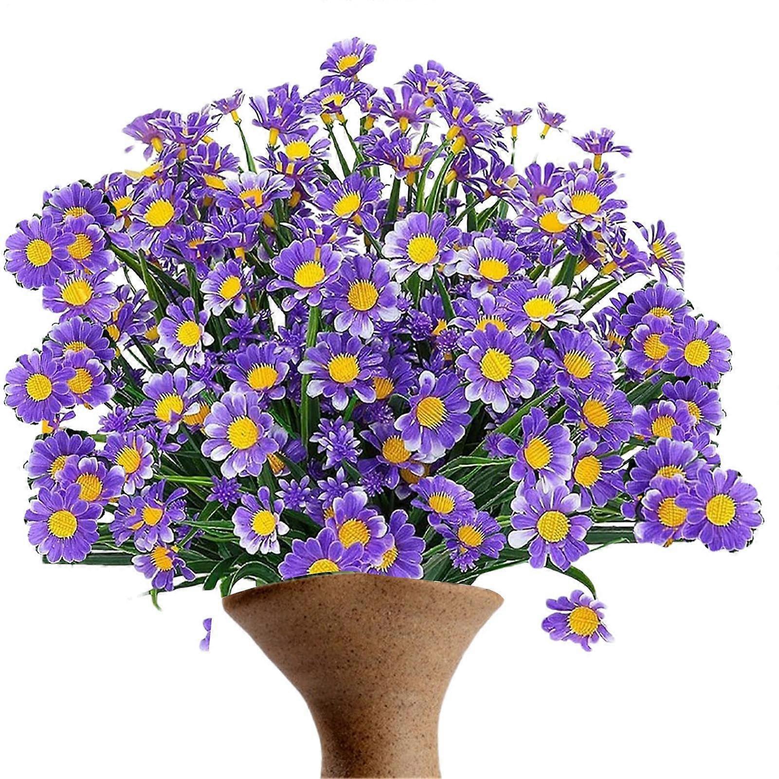 Artificial Daisy Flowers UV Resistant Realistic Greenery For Indoor And Outdoor Use Window Box Purple