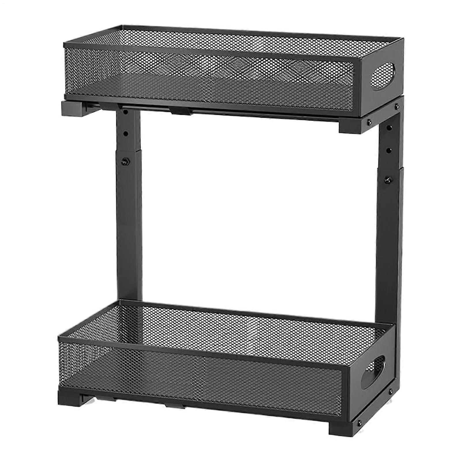 Under Cabinet Organizer  Height Adjustable, PullOut Under Sink Storage Rack For Pantry, Cupboard, Closet, Black