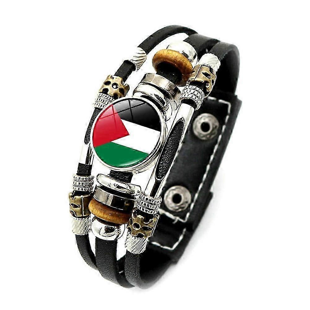 Palestine Leather Bracelet Flag Bangle