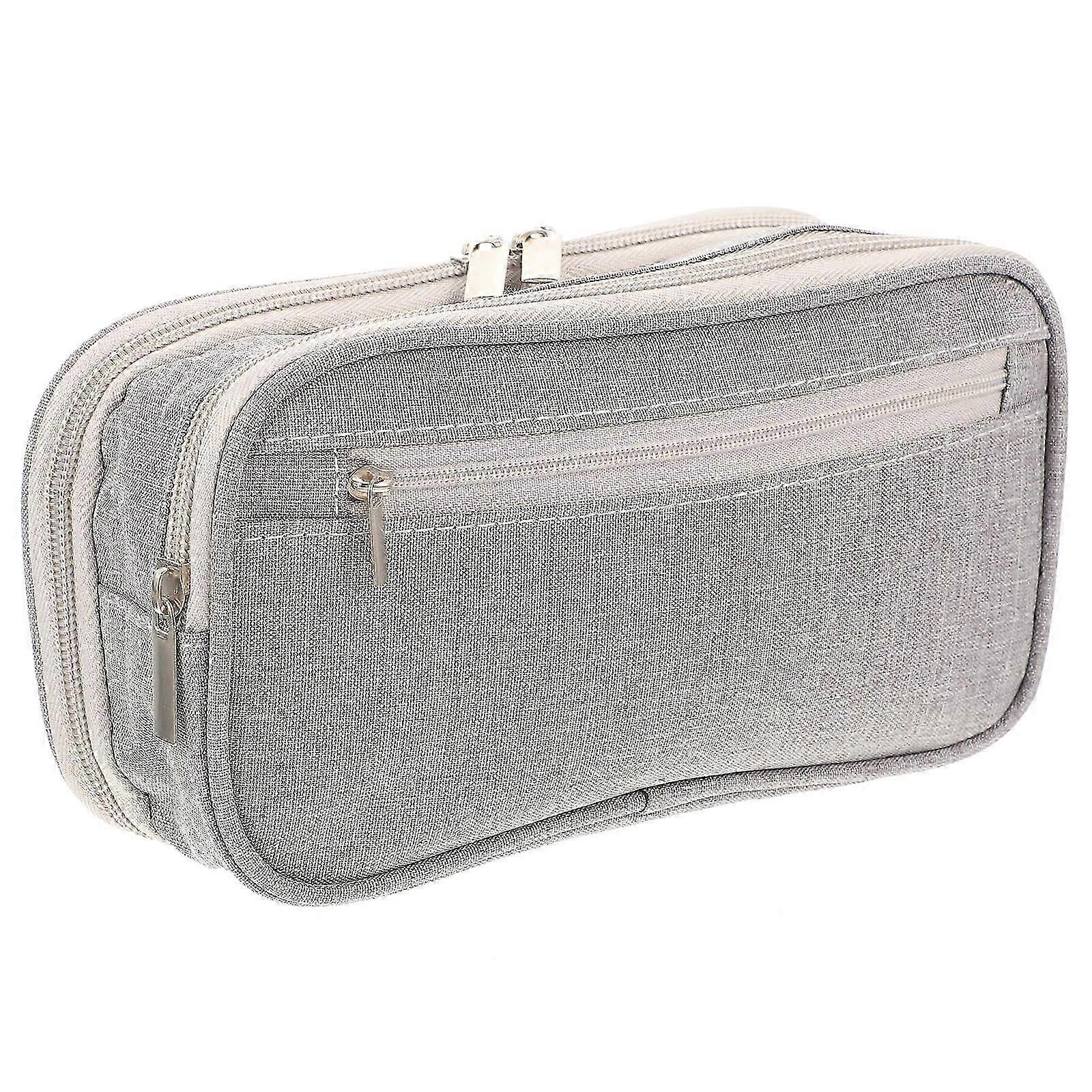 Portable Three-Layers Pencil Pouch For Students And Daily Necessities In Solid Color 3Pcs