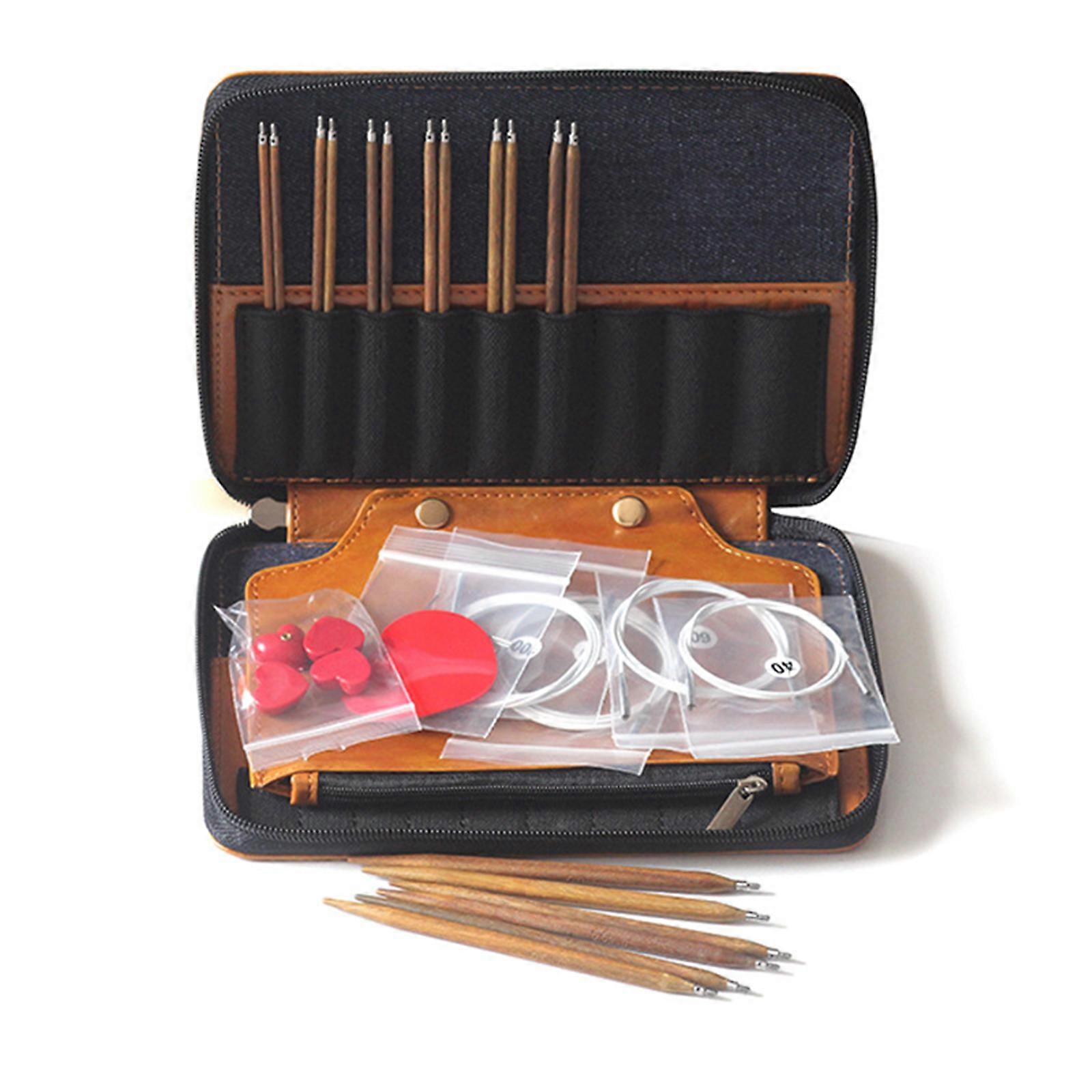 Handcraft Wood Knitting Needle Interchangeable Circular Set With Vibranting Color Multicolor