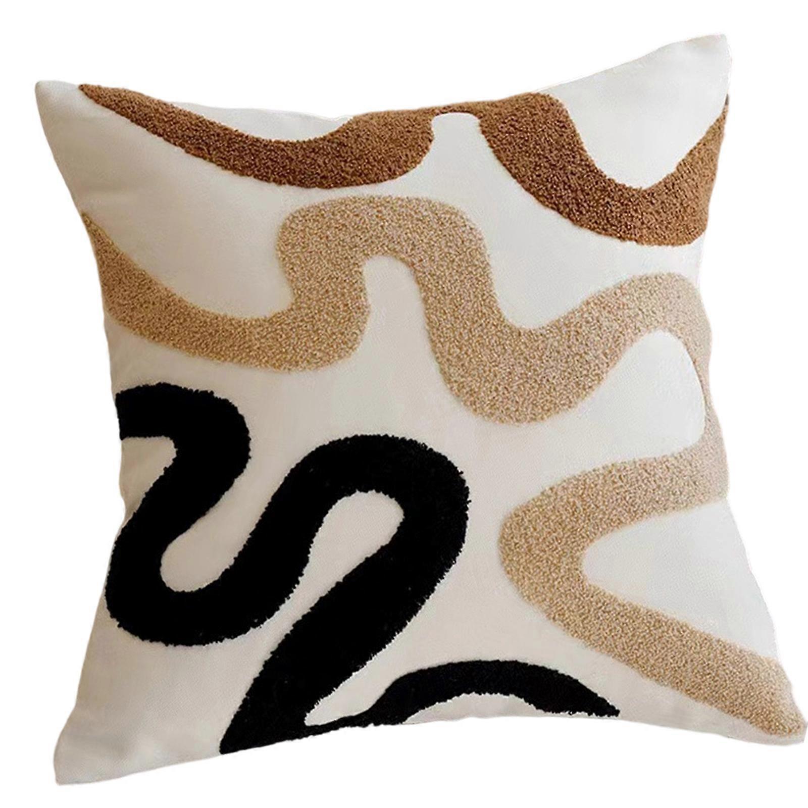 Modern Decorative Pillow Case Geometric Tufted Multicolored Cotton Linen Square Cushion Cover for Sofa Bed Indoor Use  E.