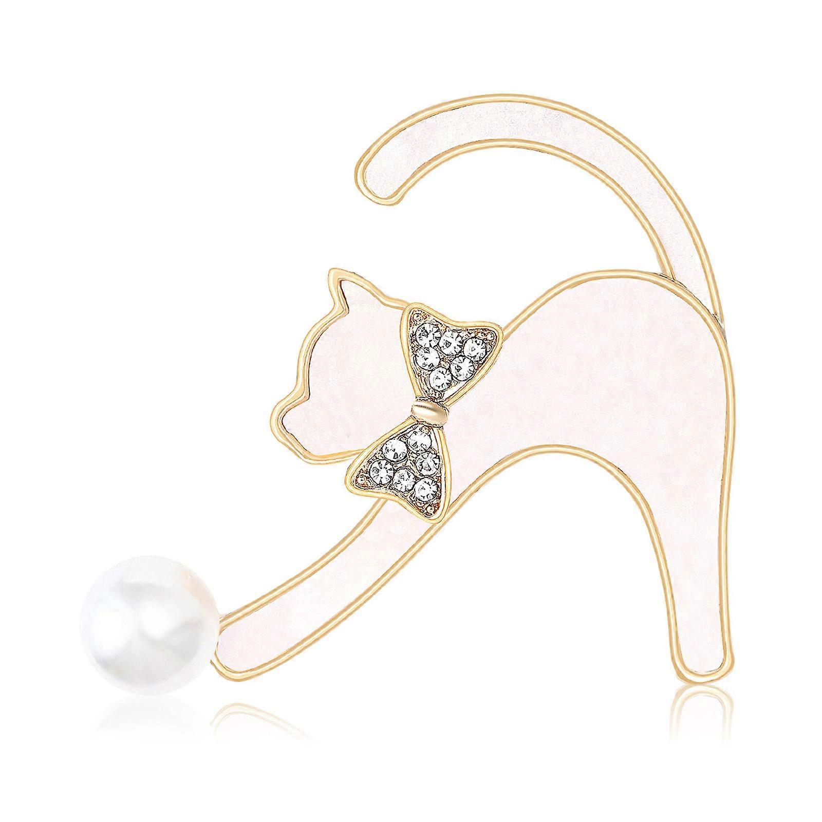 Versatile Feline Jewelry Pin Made With Shell Elements And Alloy Base Unique Badge Pin For Modern Wardrobe Styling Multicolor