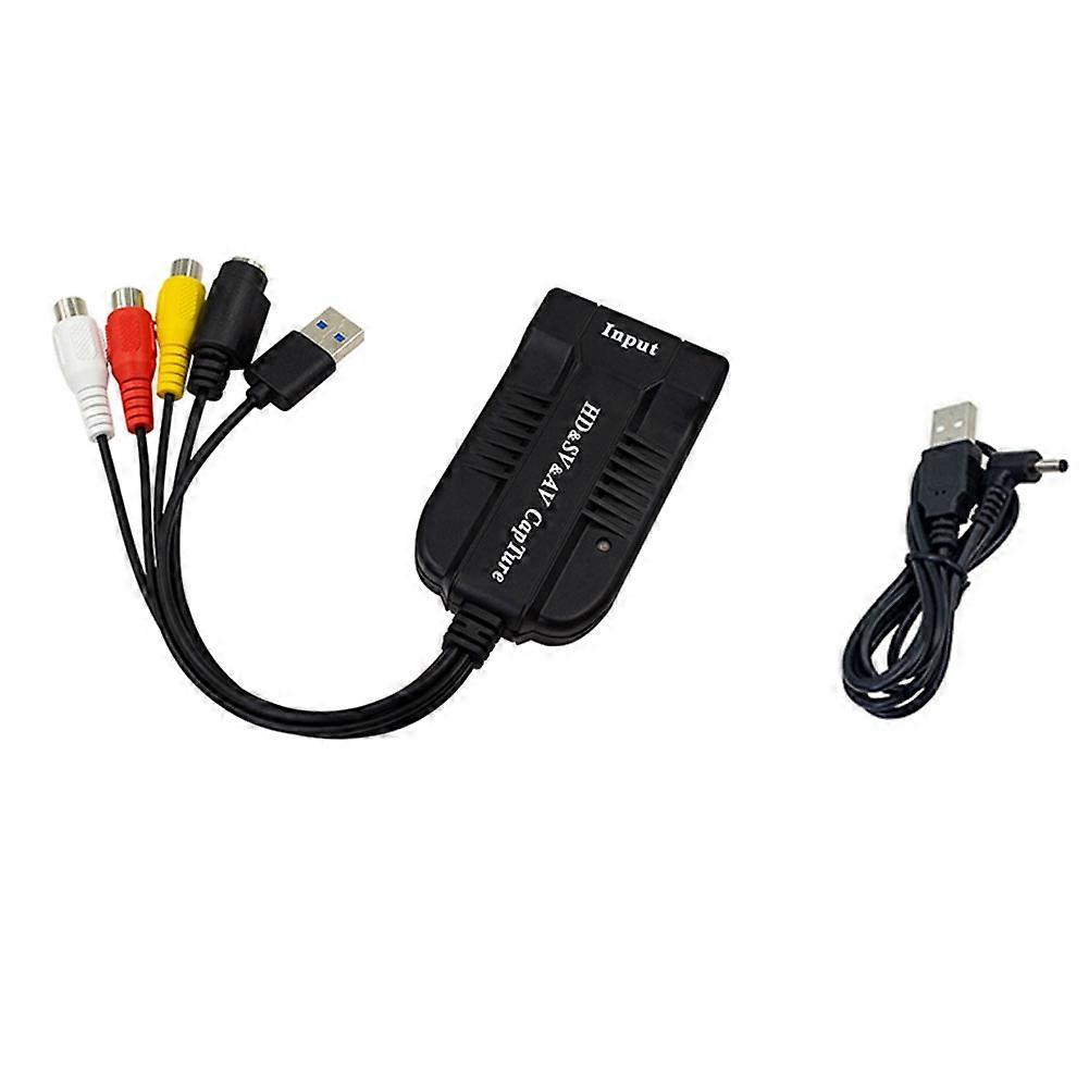 USB2.0 Video Capture Card for VHS to Digital Converter HD/RCA/S-Video to USB Audio Video Record Capture Device